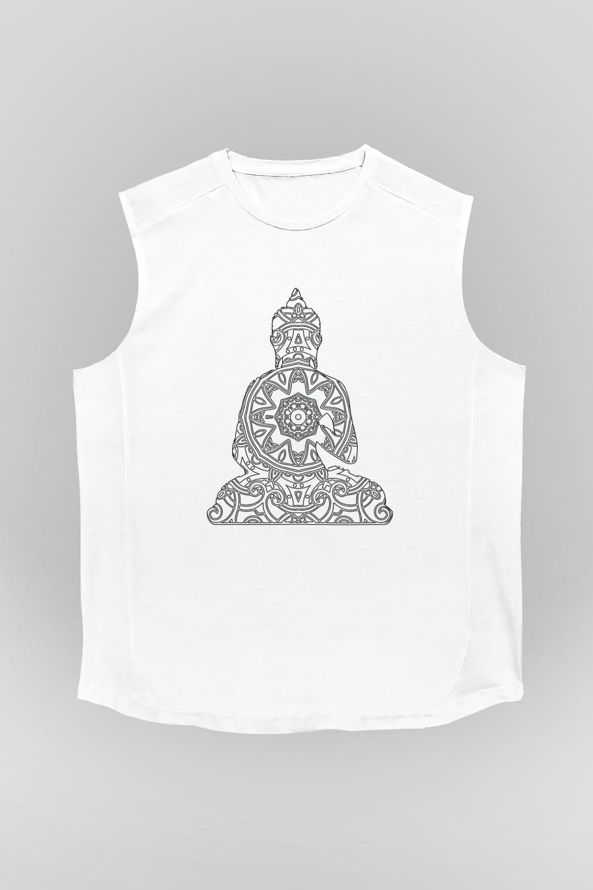 Yoga Baskılı Unisex Kolsuz Beyaz Tişört