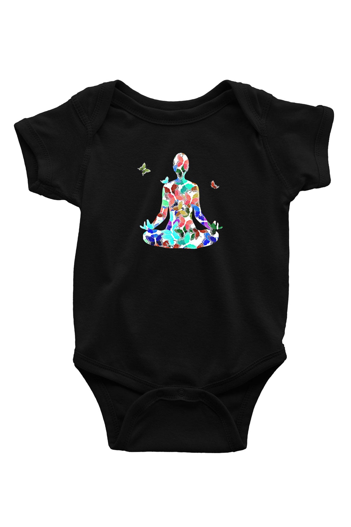 Yoga Baskılı Unisex Siyah Bebek Body - Zıbın