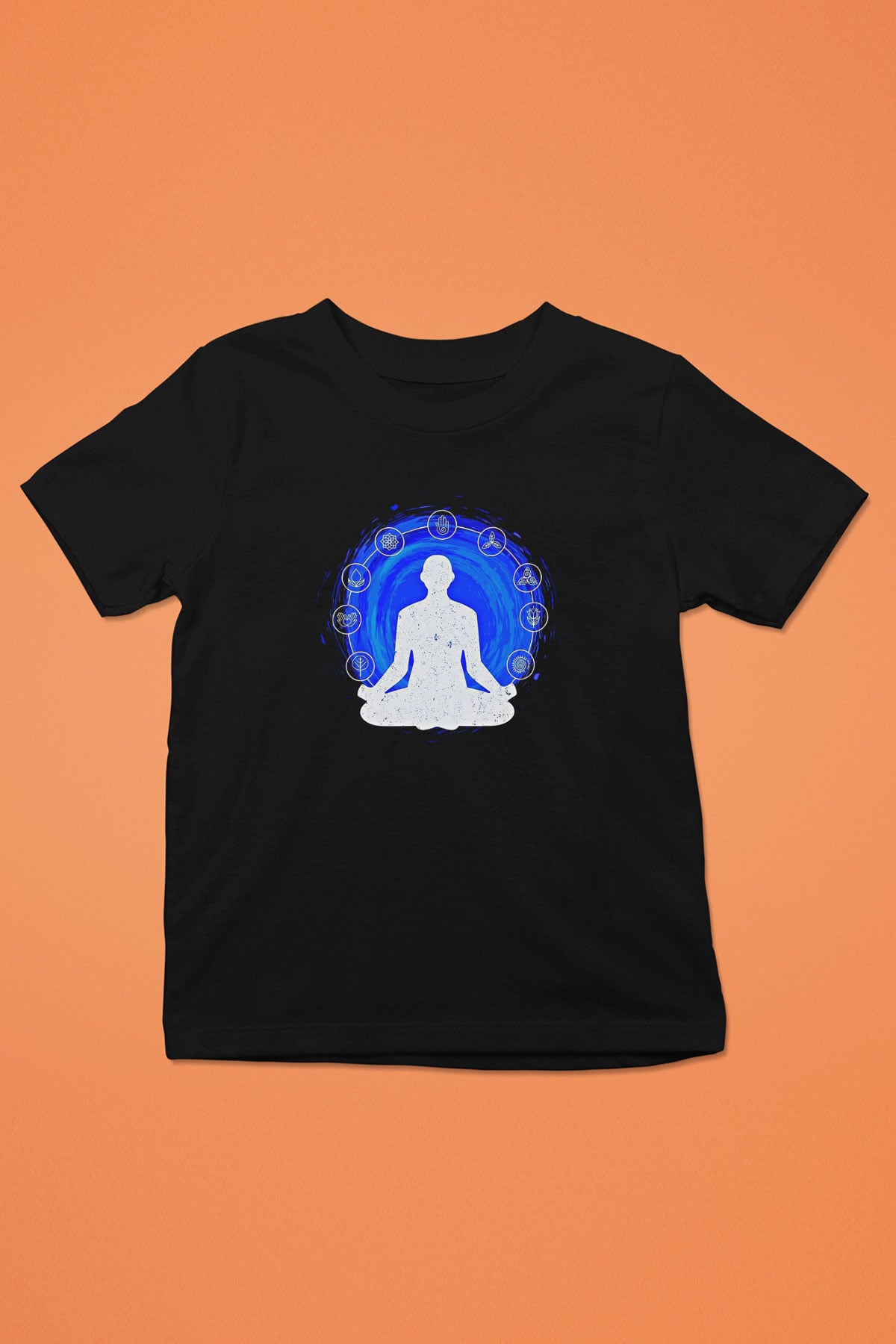 Yoga Baskılı Unisex Siyah Çocuk Tİşörtü - Tshirt