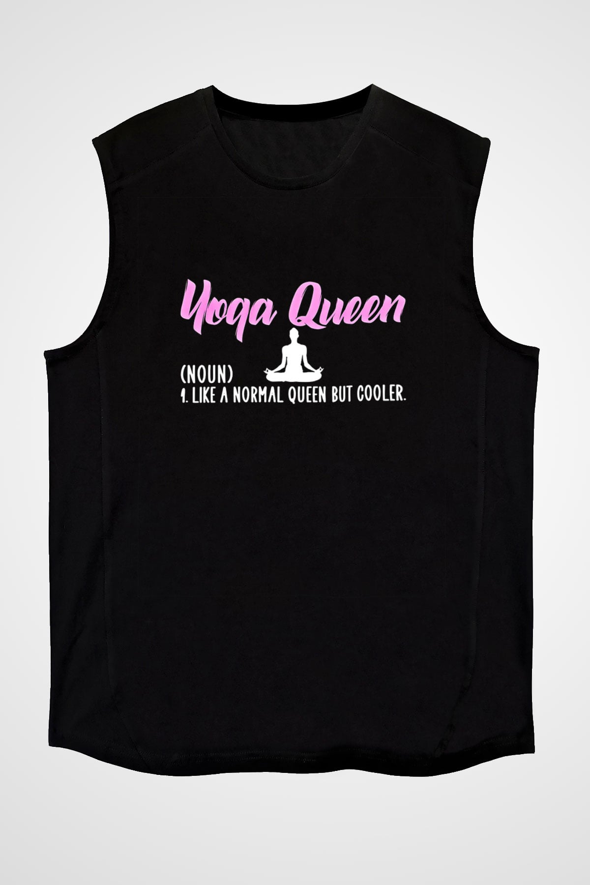 Yoga Baskılı Unisex Siyah Kolsuz Tişört