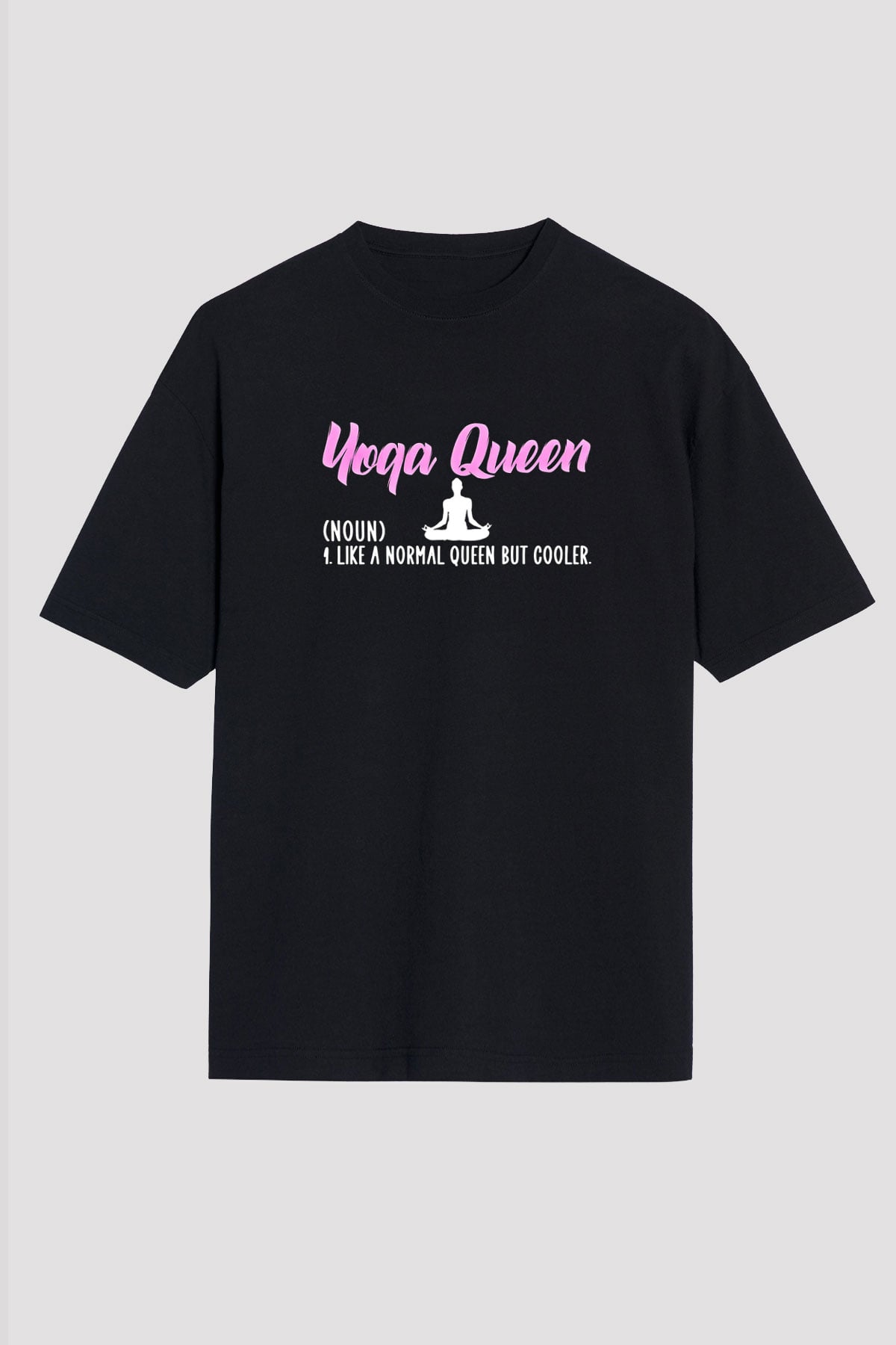 Yoga Baskılı Unisex Siyah Oversize Tişört