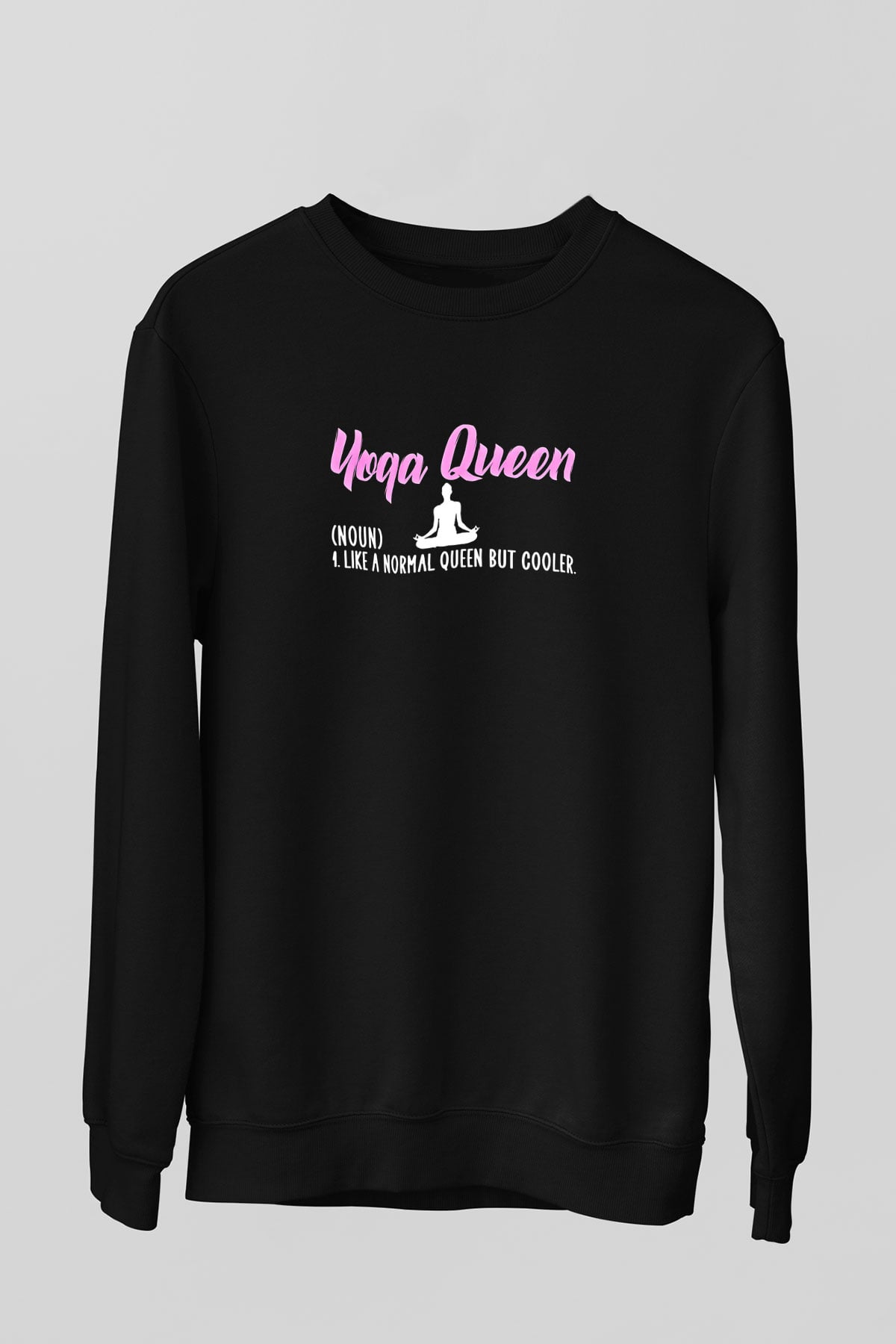 Yoga Baskılı Unisex Siyah Sweatshirt