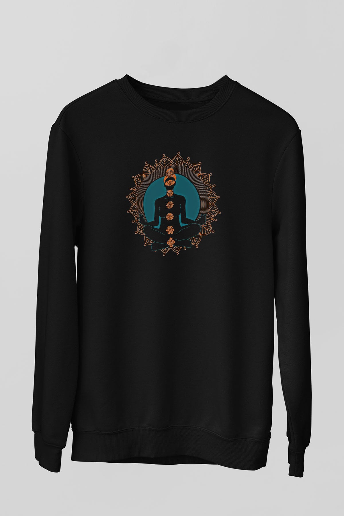 Yoga Baskılı Unisex Siyah Sweatshirt