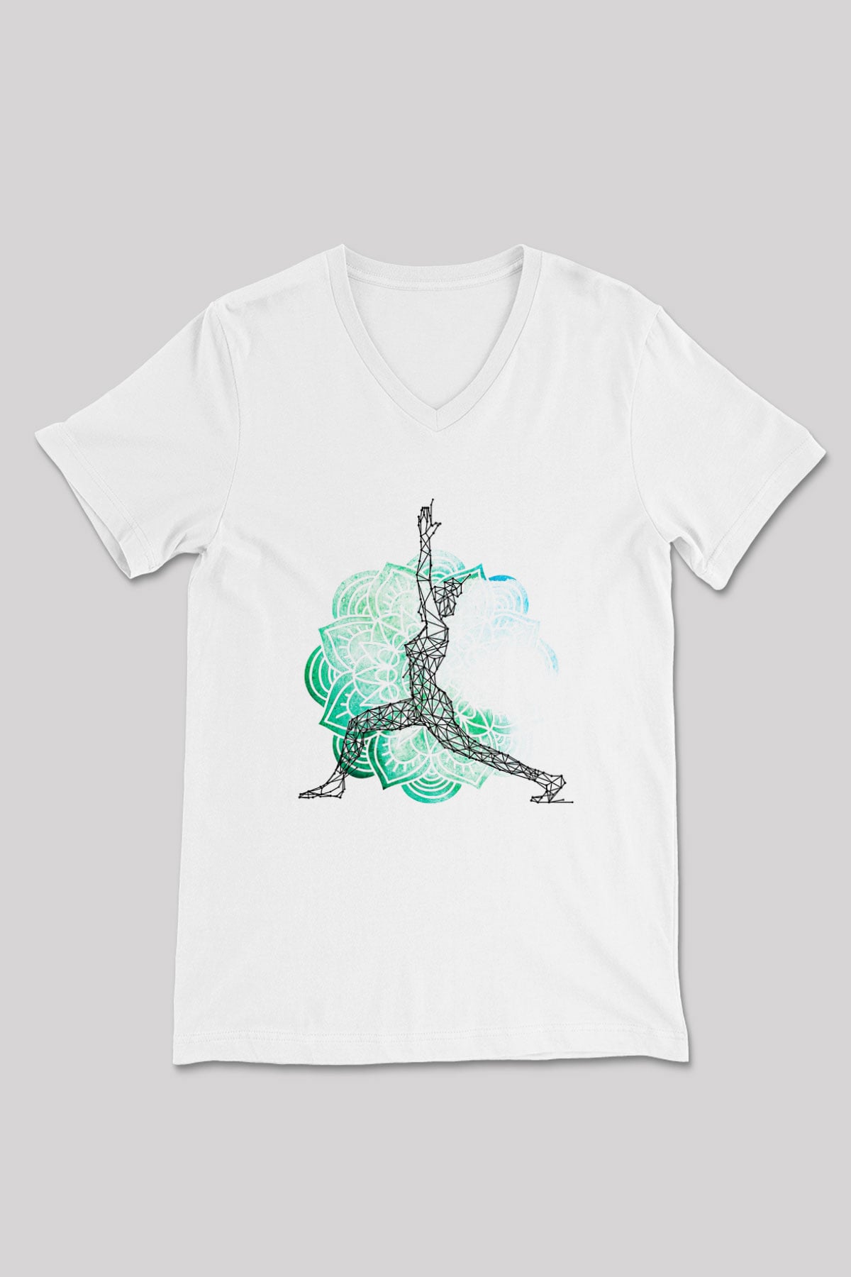 Yoga Baskılı Unisex V Yaka Tişört - Tshirt