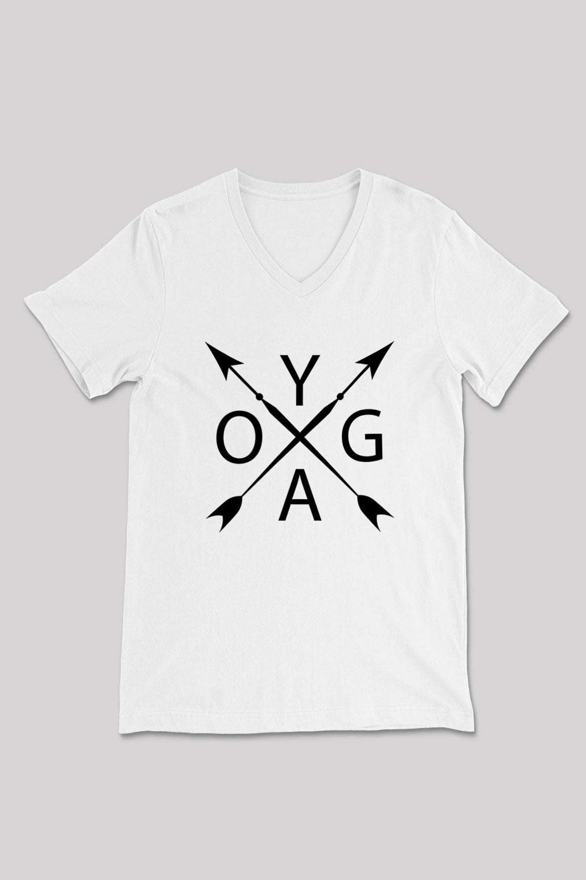 Yoga Baskılı Unisex V Yaka Tişört - Tshirt