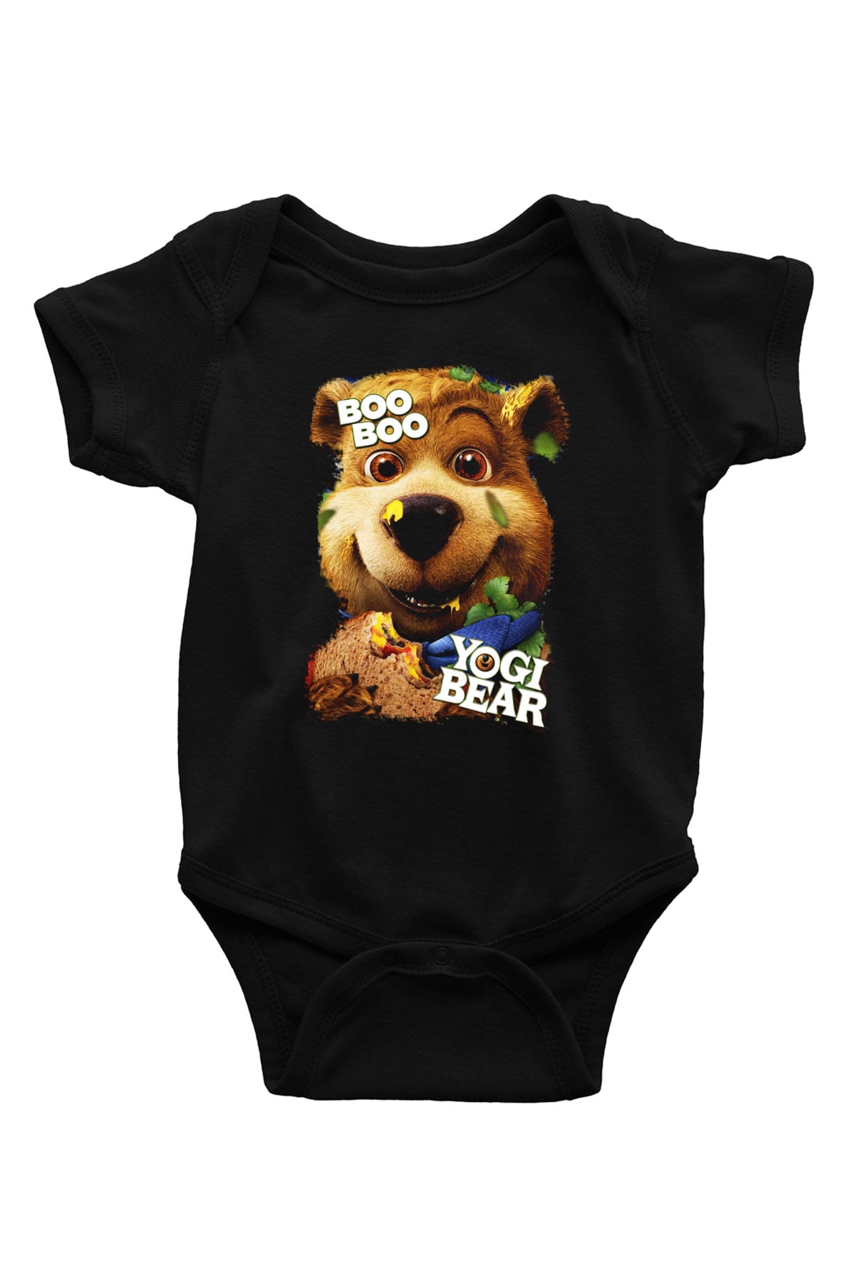 Yogi Bear Ayı Yogi Baskılı Siyah Bebek Body - Zıbın