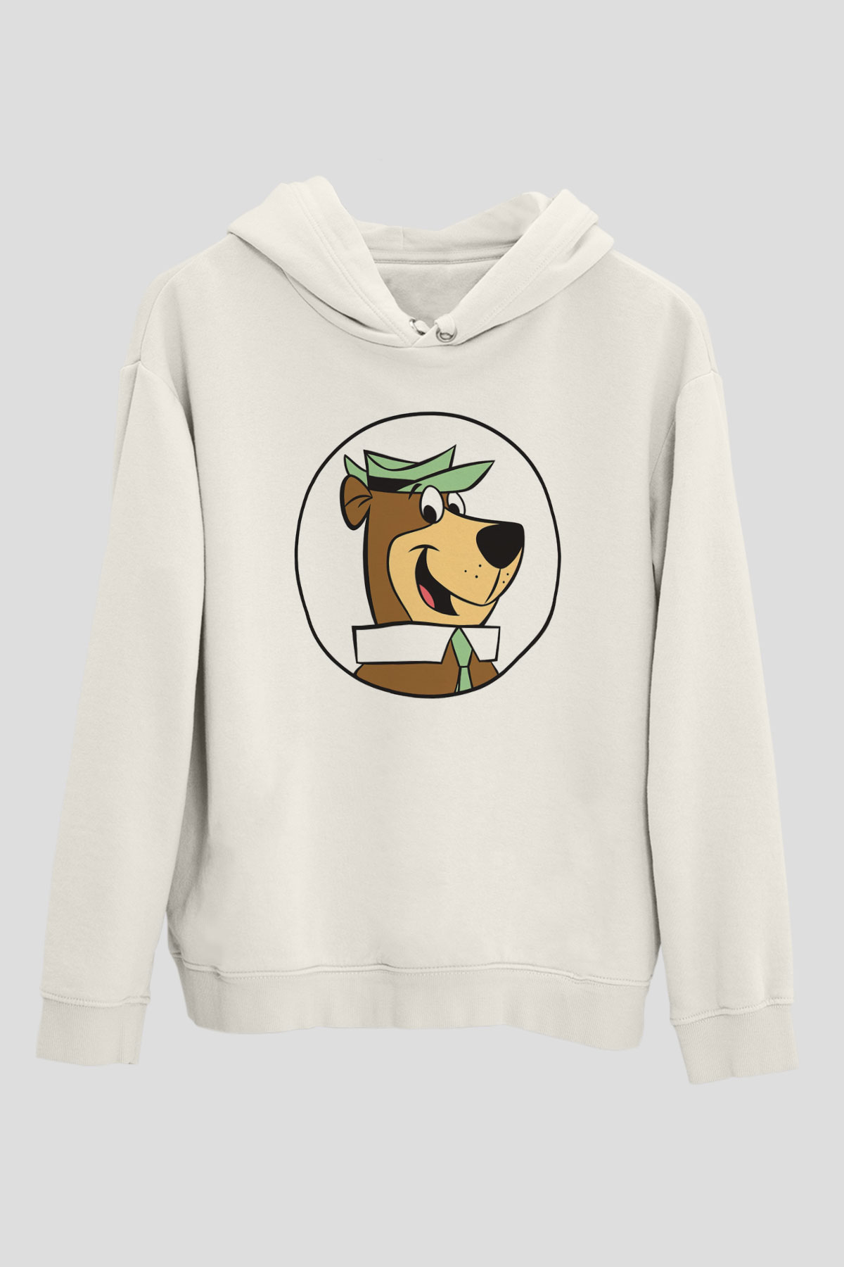 Yogi Bear Ayı Yogi Beyaz Unisex Kapşonlu Sweatshirt
