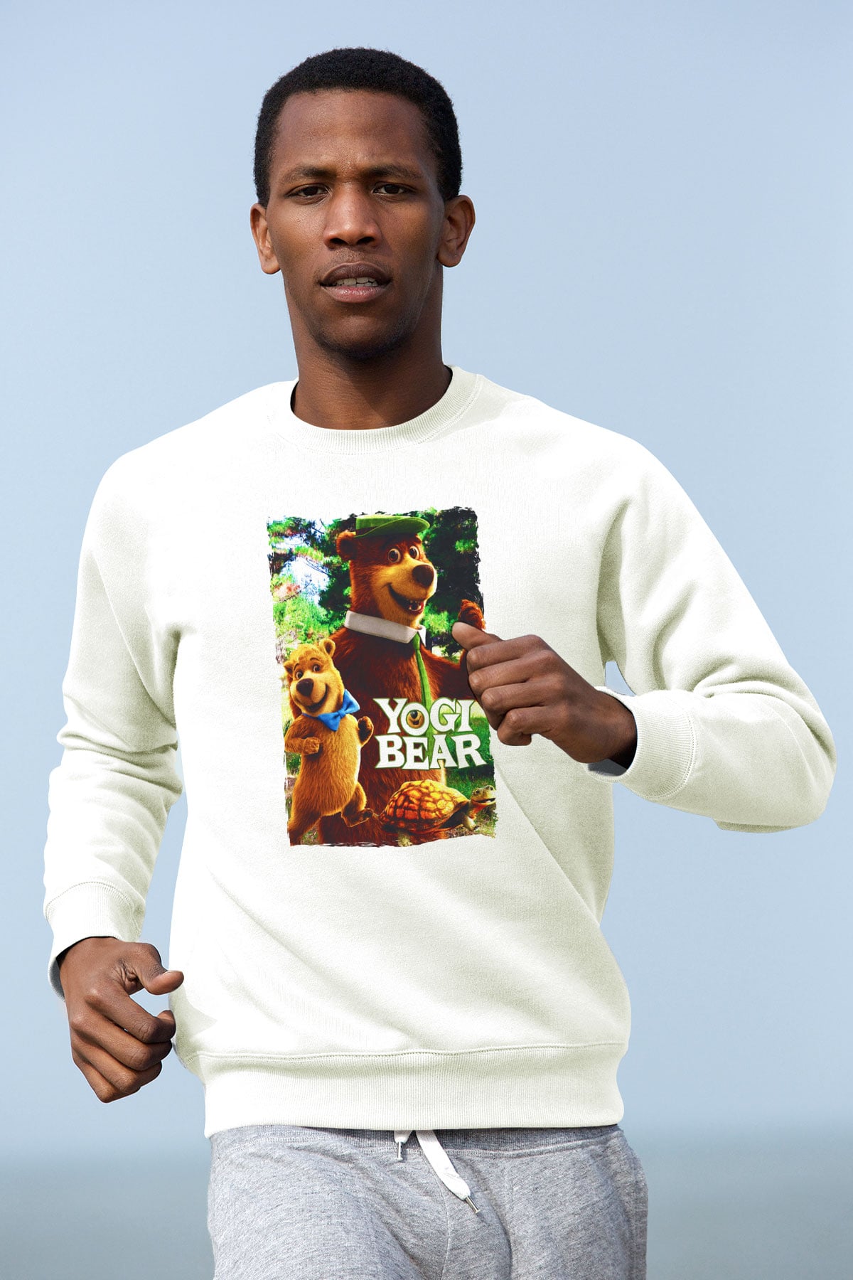 Yogi Bear Ayı Yogi Beyaz Unisex  Sweatshirt