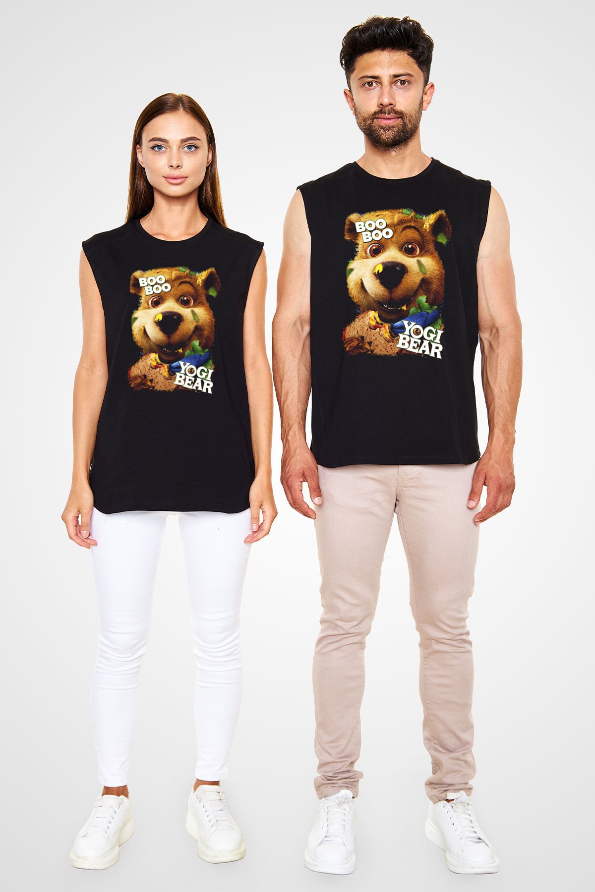 Yogi Bear Ayı Yogi Siyah Unisex Kolsuz Tişört