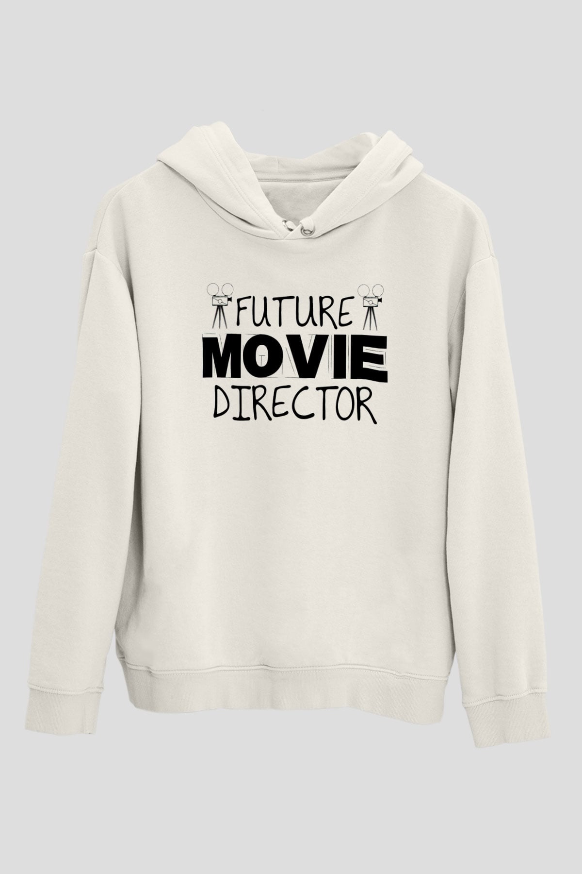 Yönetmen Beyaz Unisex Kapüşonlu Sweatshirt
