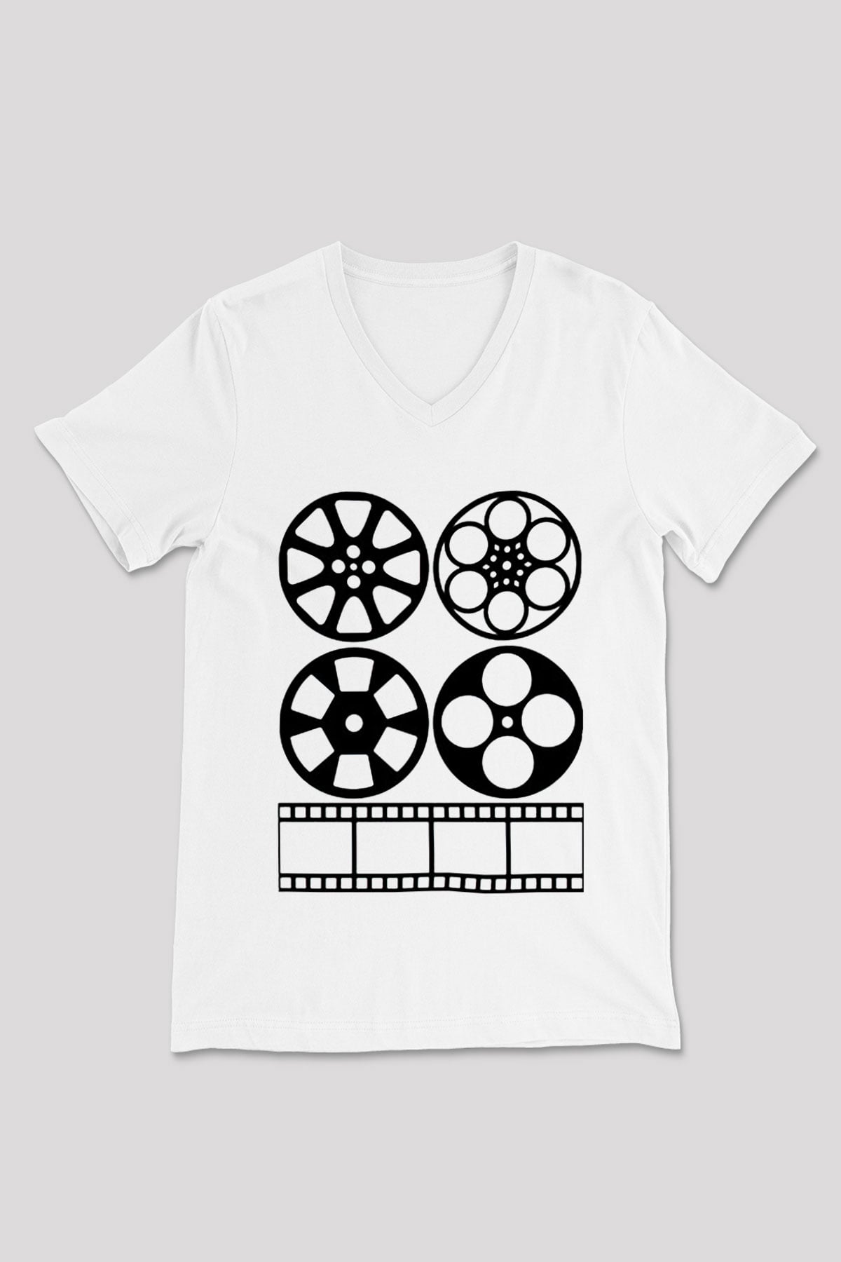 Yönetmen Beyaz Unisex V Yaka Tişört T-Shirt