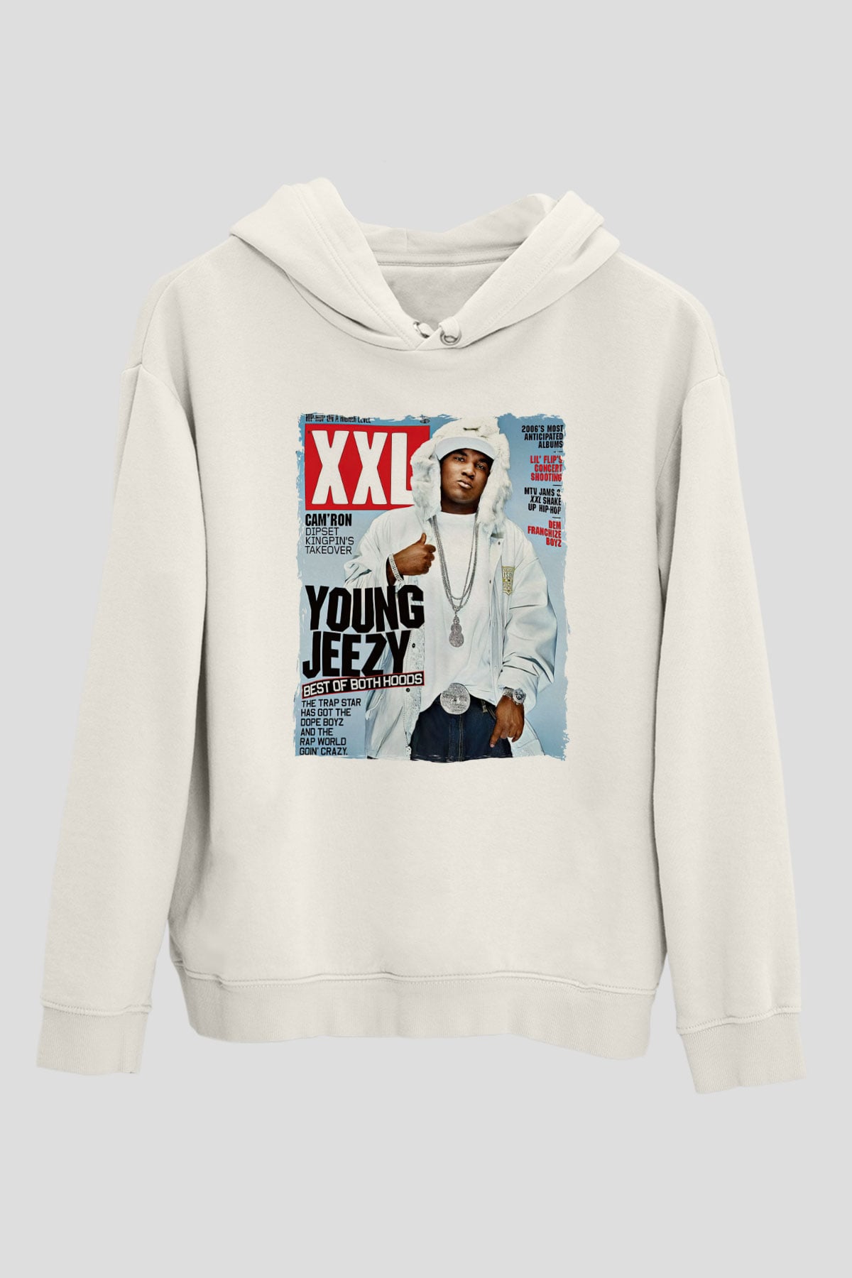 Young Jeezy Beyaz Unisex Kapüşonlu Sweatshirt