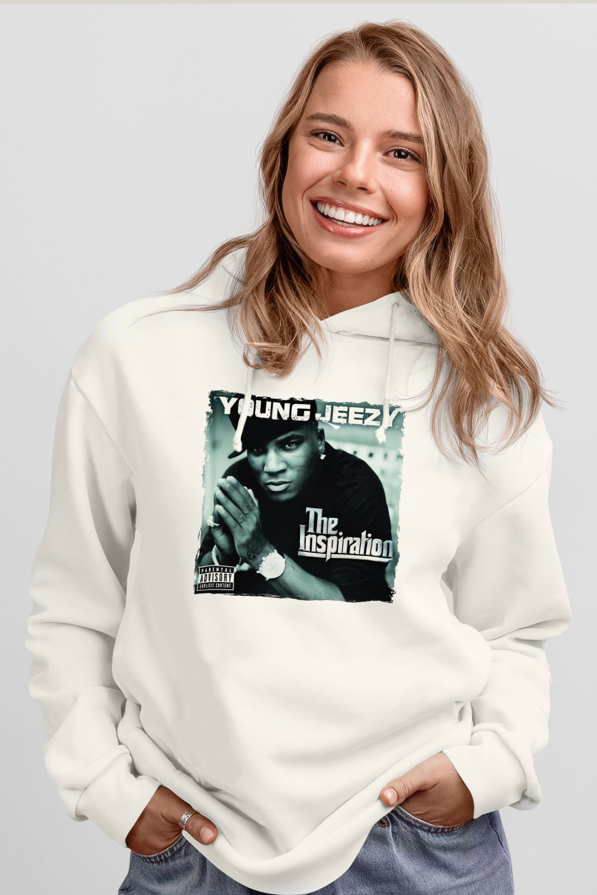 Young Jeezy Beyaz Unisex Kapüşonlu Sweatshirt