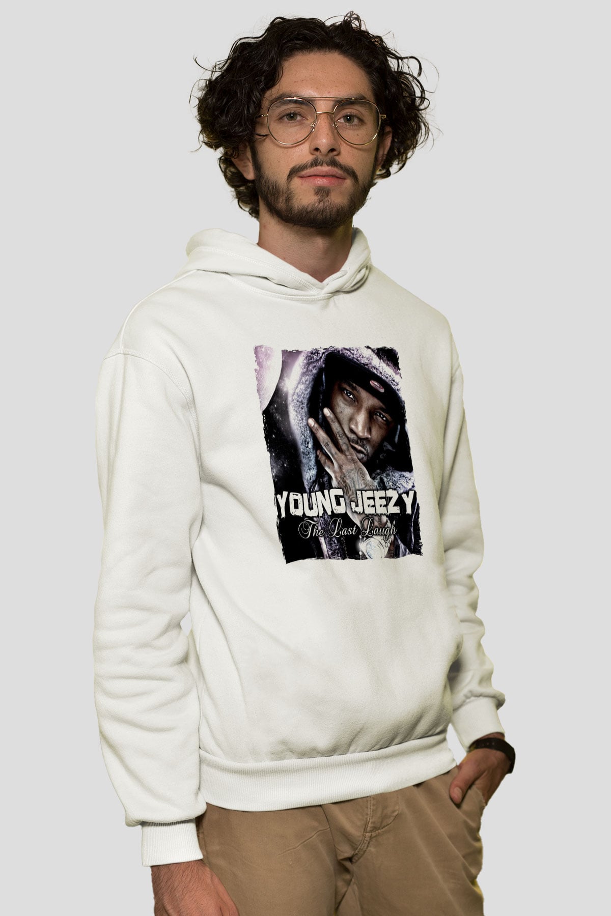 Young Jeezy Beyaz Unisex Kapüşonlu Sweatshirt