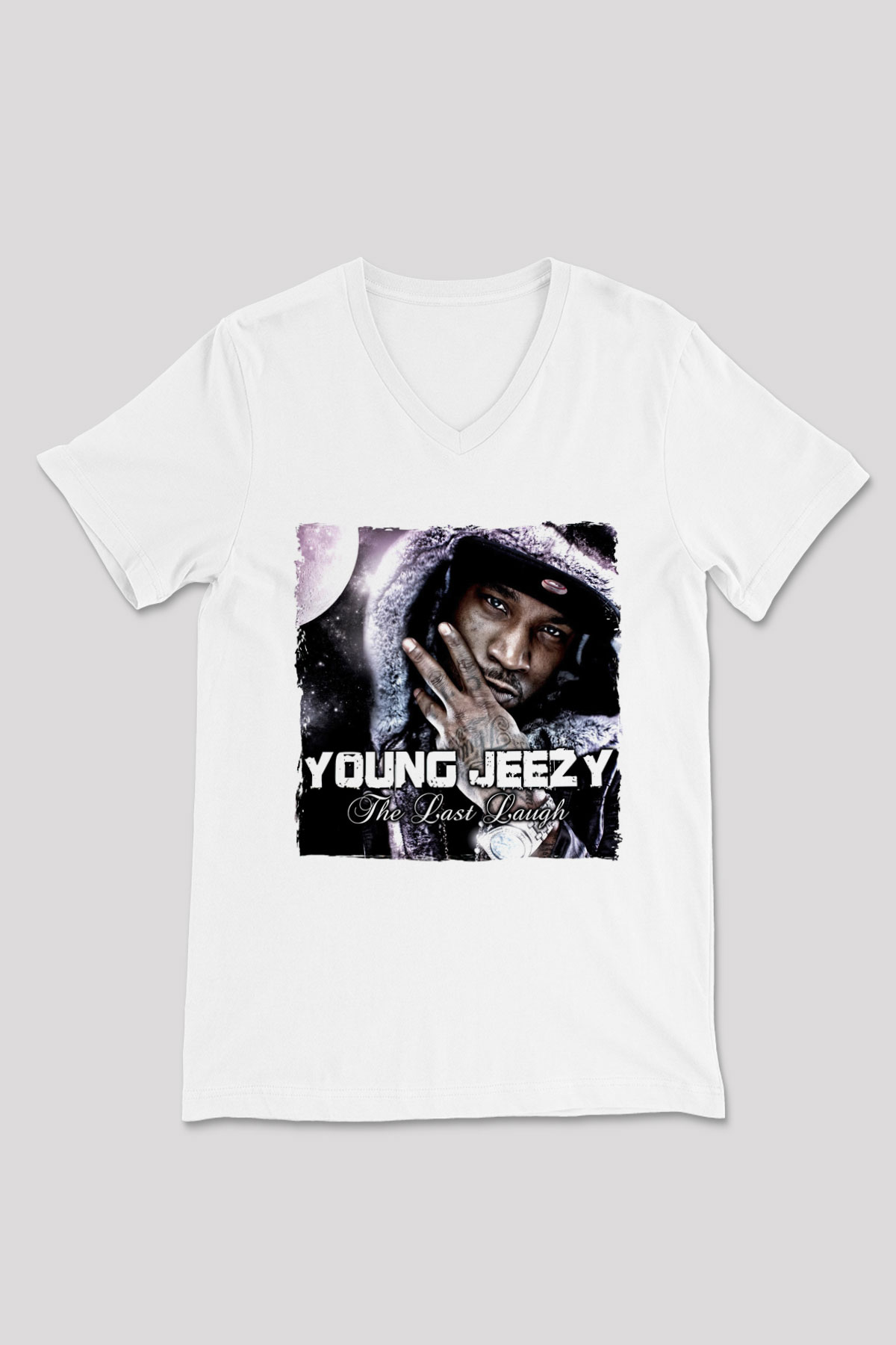 Young Jeezy Beyaz Unisex V Yaka Tişört