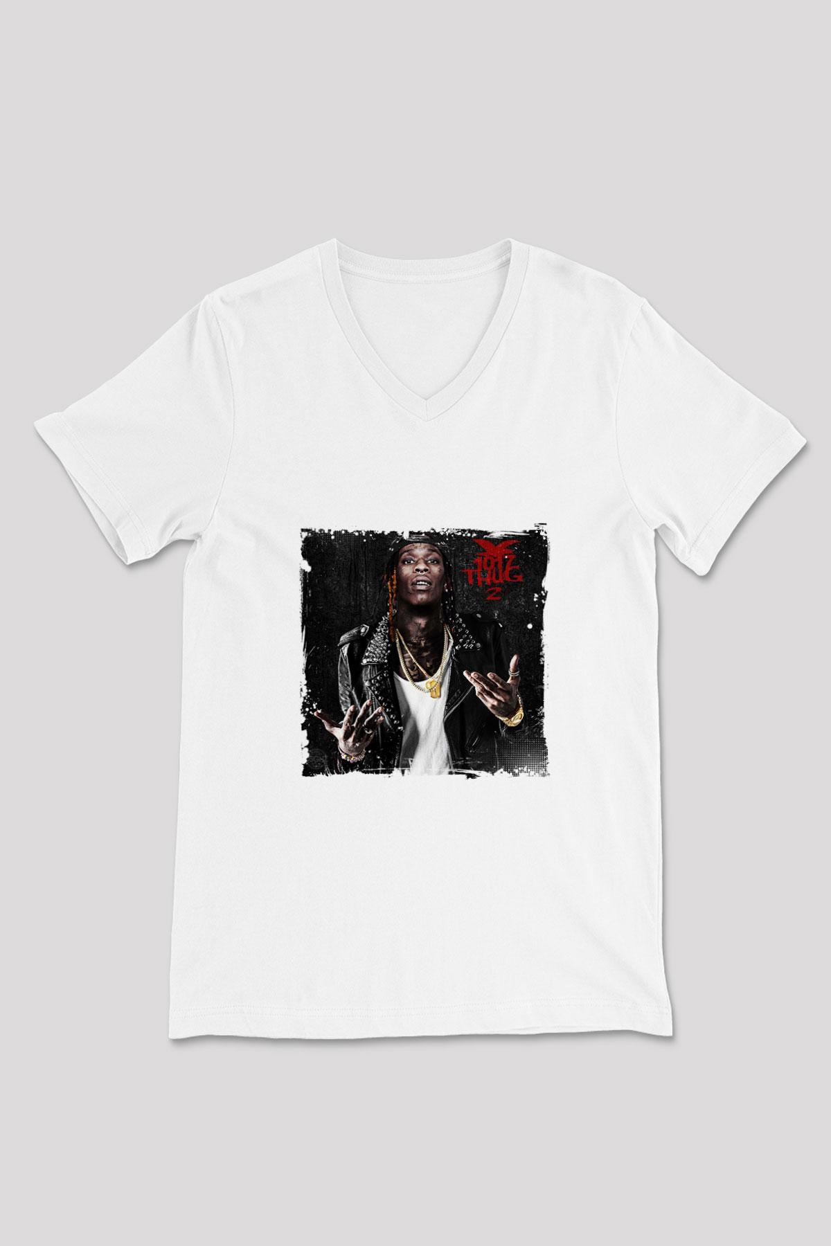 Young Thug Baskılı Beyaz V Yaka Unisex Tişört
