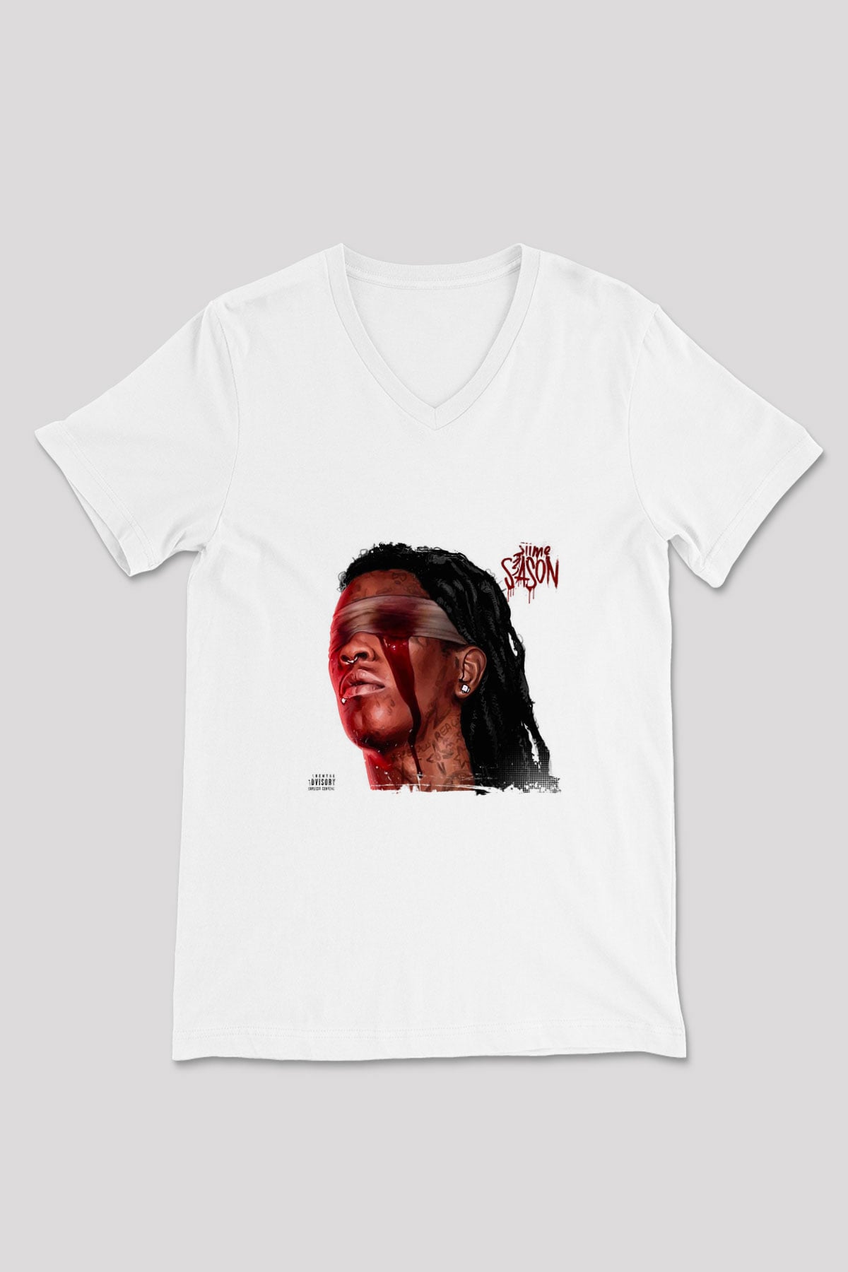 Young Thug Baskılı Beyaz V Yaka Unisex Tişört