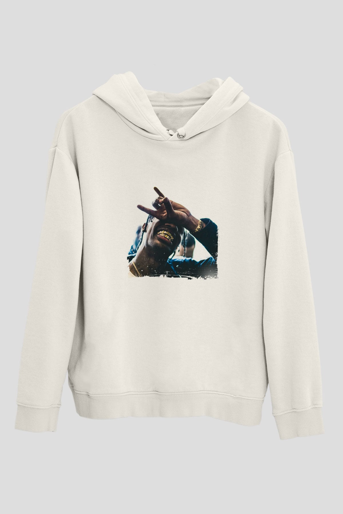 Young Thug Baskılı Unisex Beyaz Kapüşonlu Sweatshirt