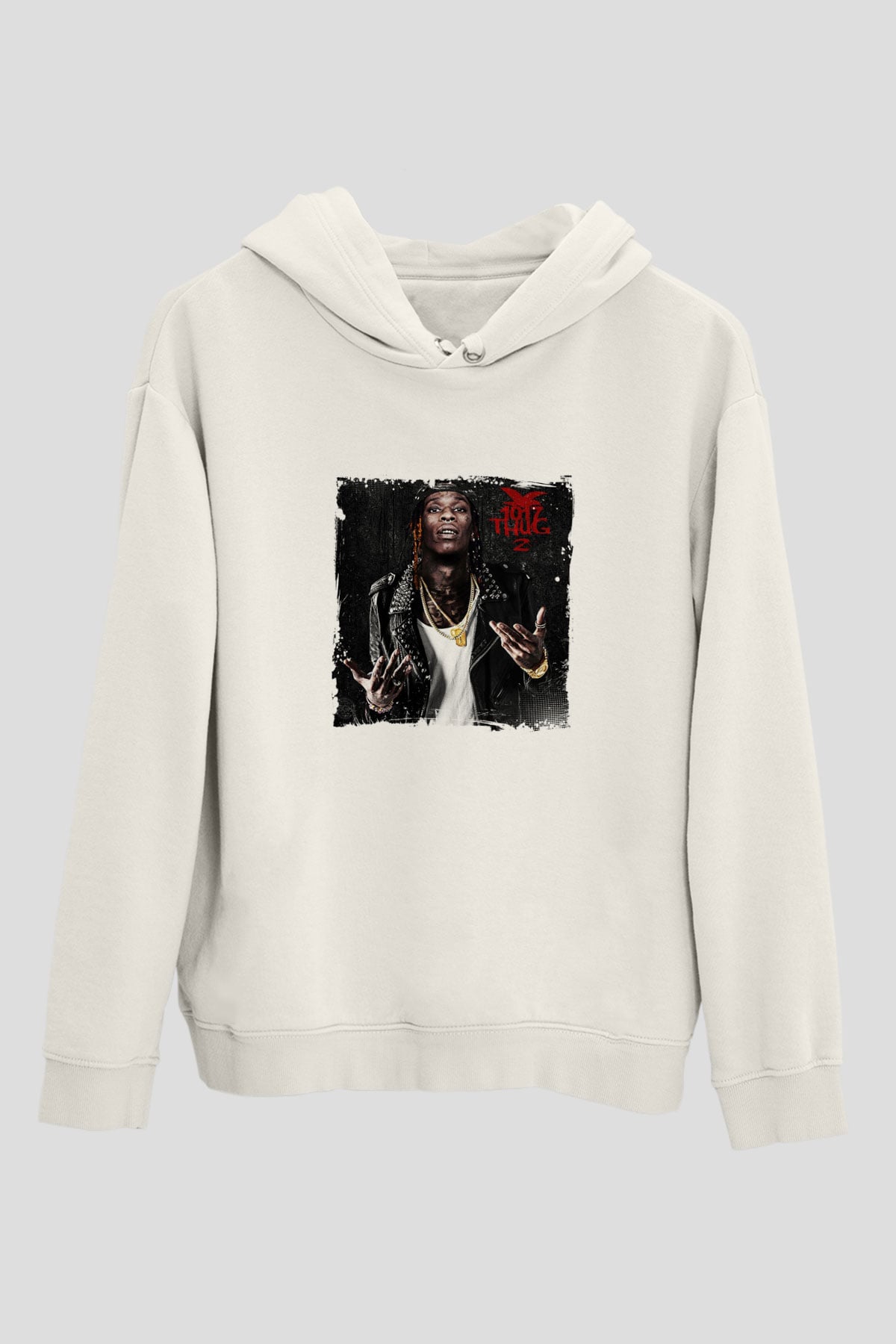 Young Thug Baskılı Unisex Beyaz Kapüşonlu Sweatshirt