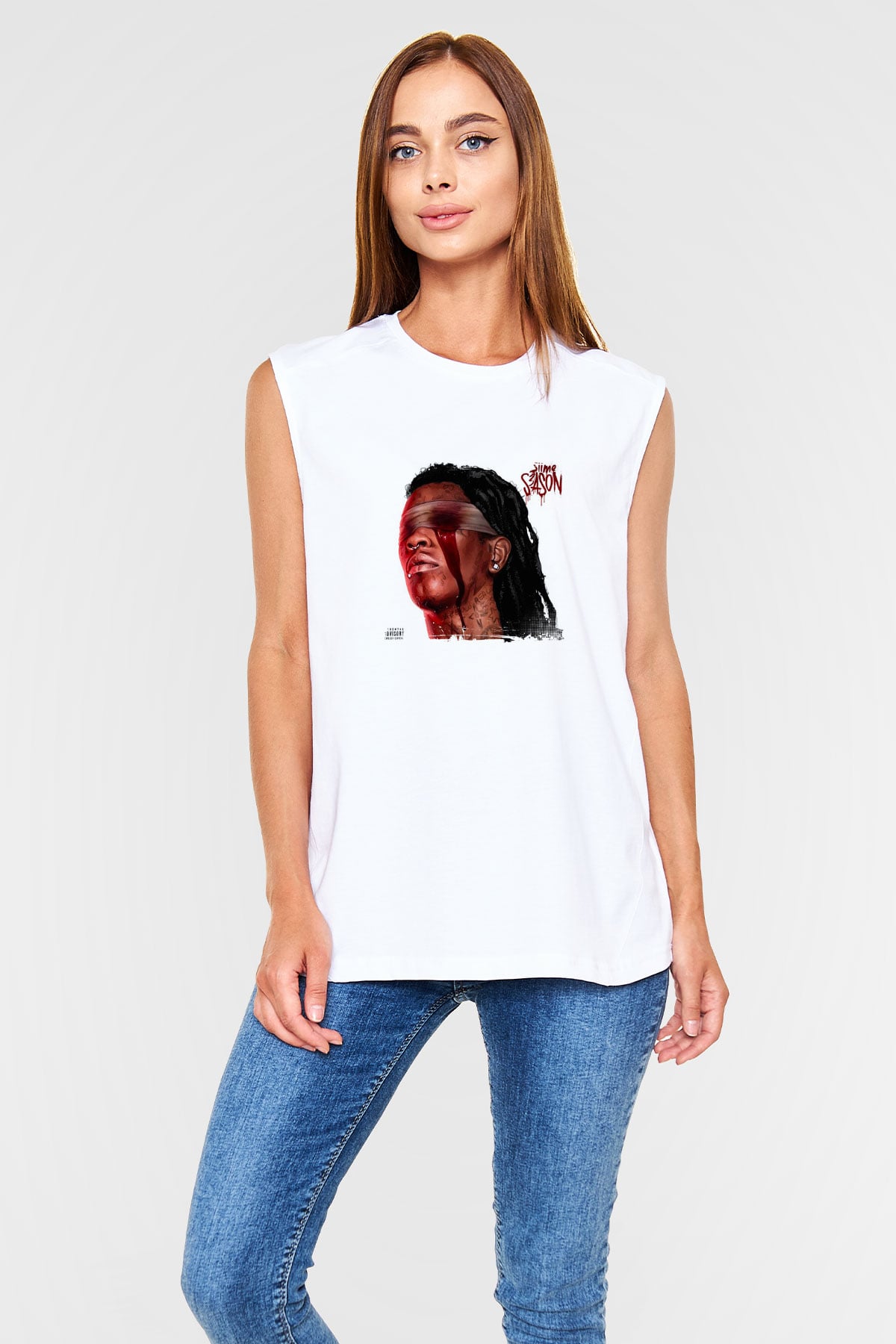 Young Thug Baskılı Unisex Beyaz Kolsuz Tişört