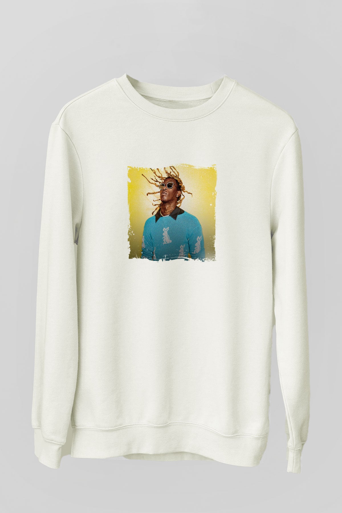 Young Thug Baskılı Unisex Beyaz Sweatshirt