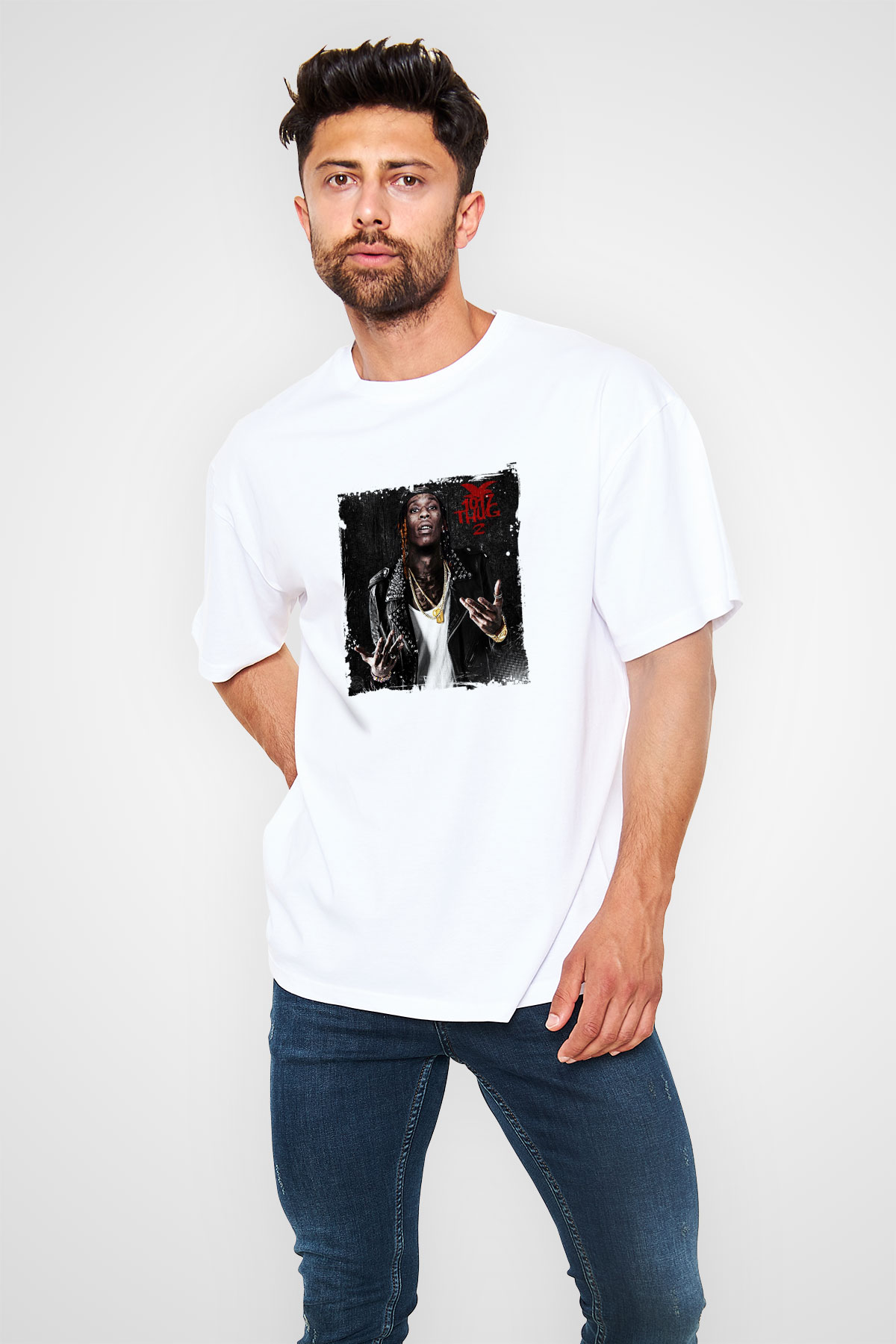Young Thug Baskılı Unisex Beyaz Tişört
