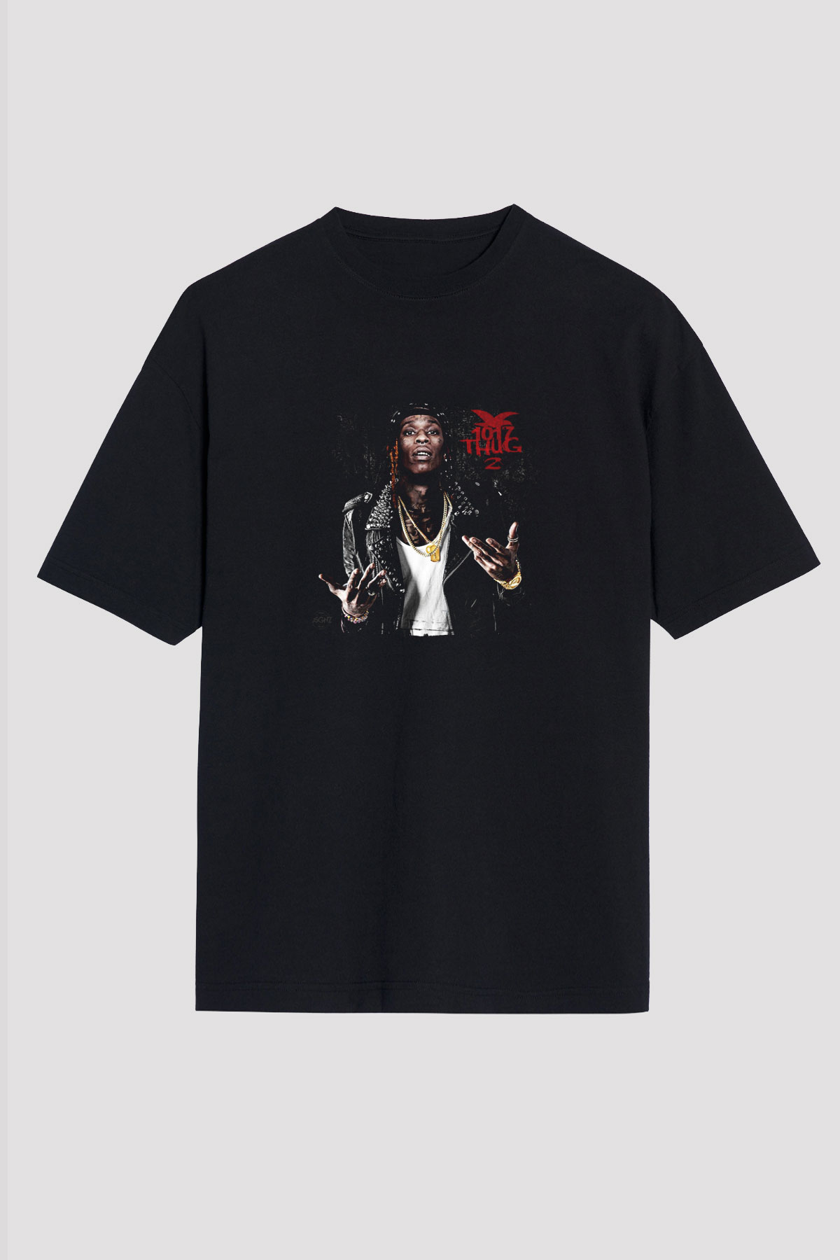 Young Thug Baskılı Unisex Oversize Siyah Tişört