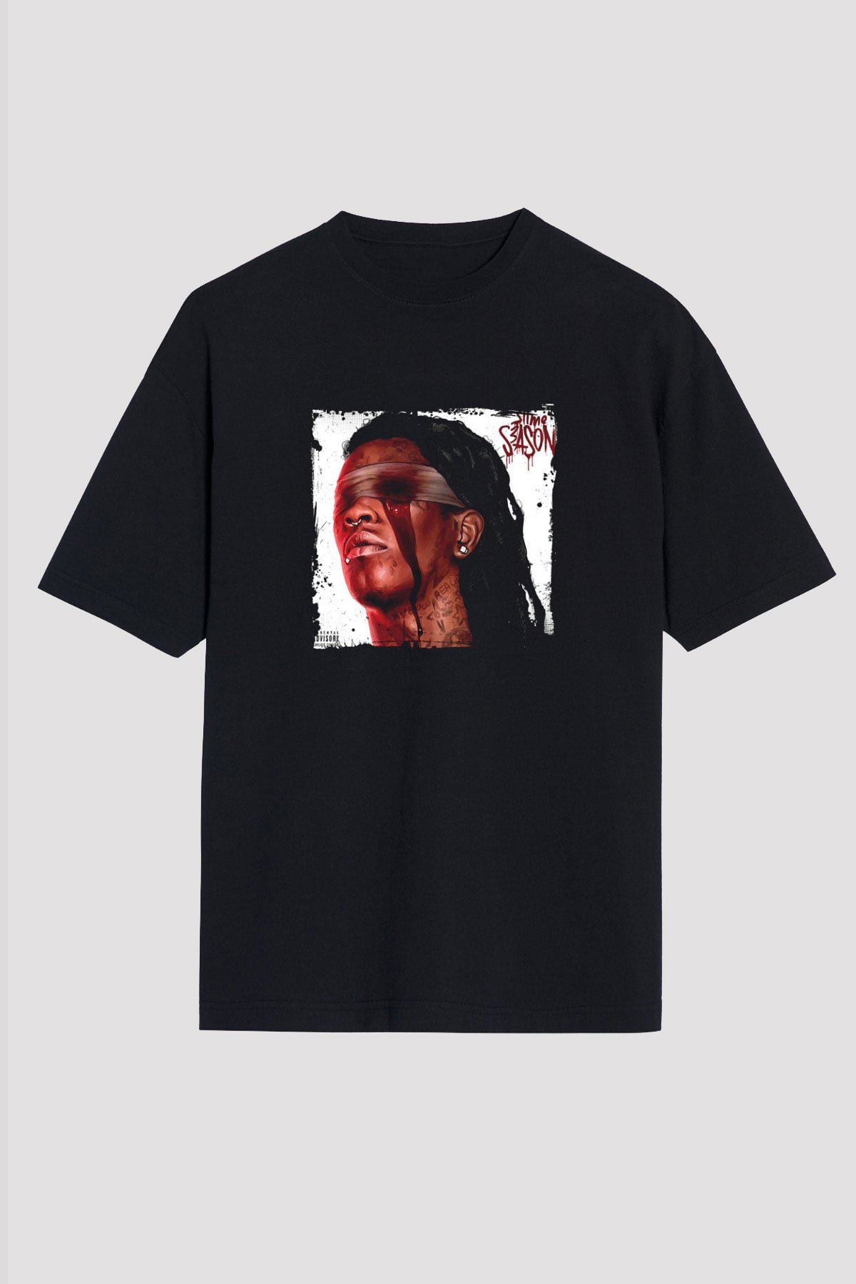 Young Thug Baskılı Unisex Oversize Siyah Tişört