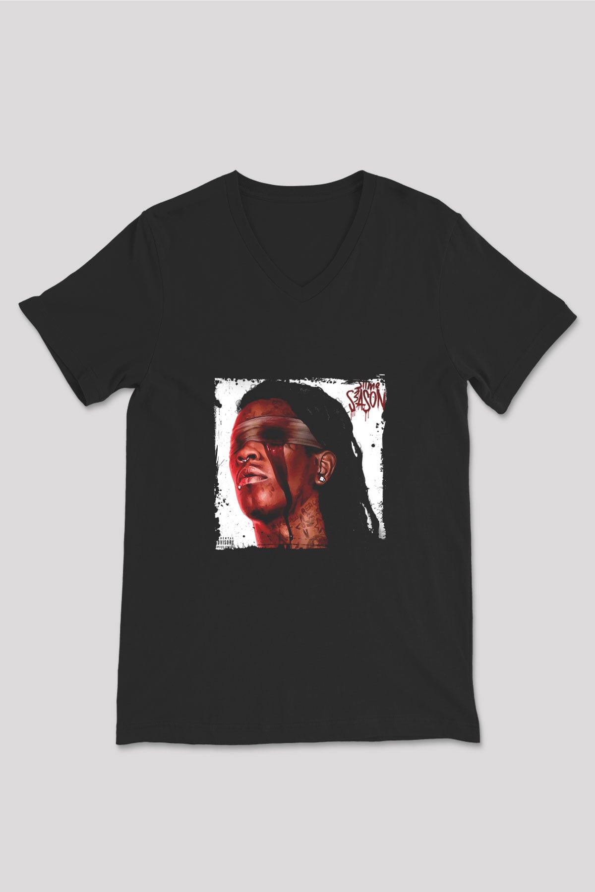 Young Thug Baskılı Unisex Siyah V Yaka Tişört