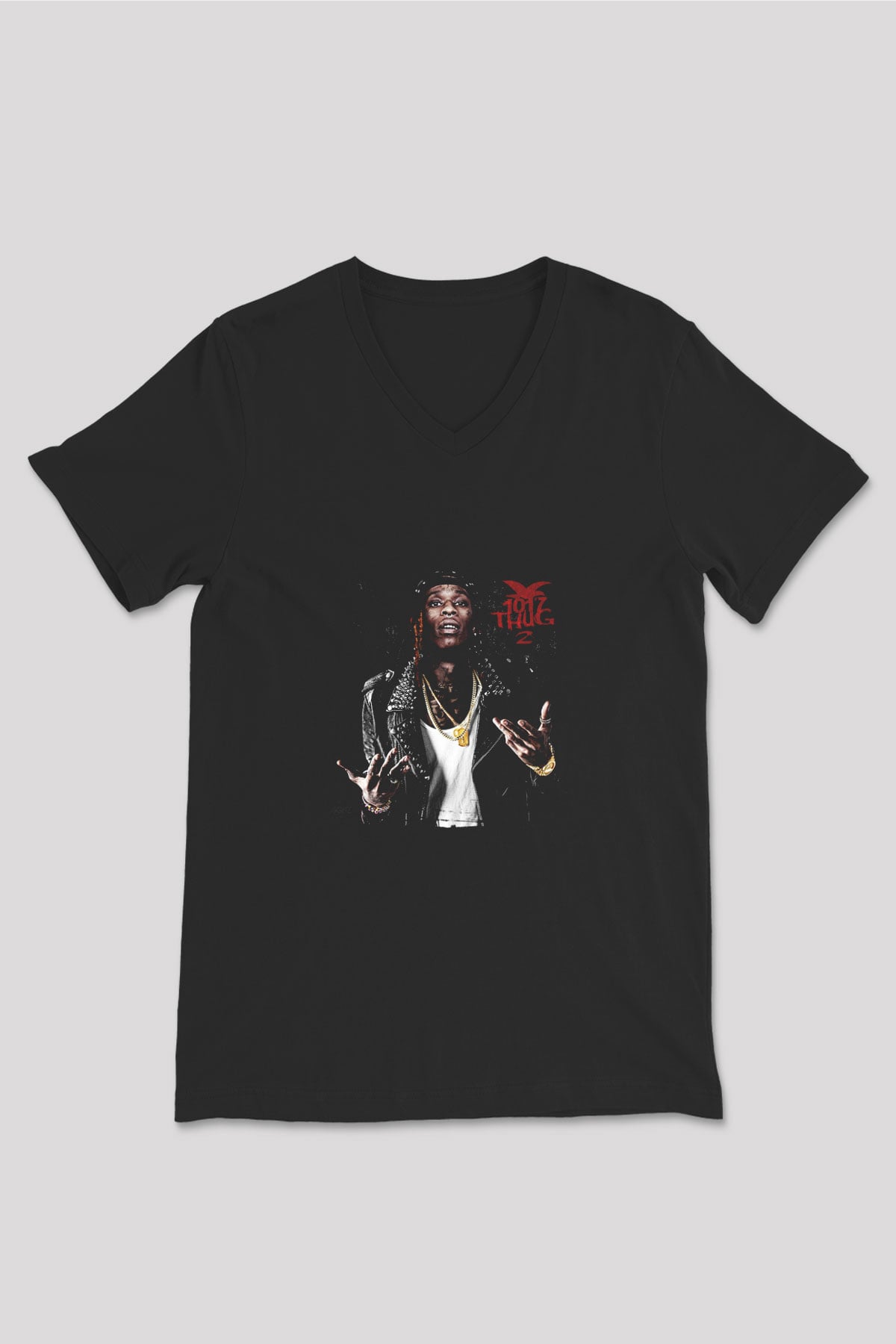 Young Thug Baskılı Unisex Siyah V Yaka Tişört