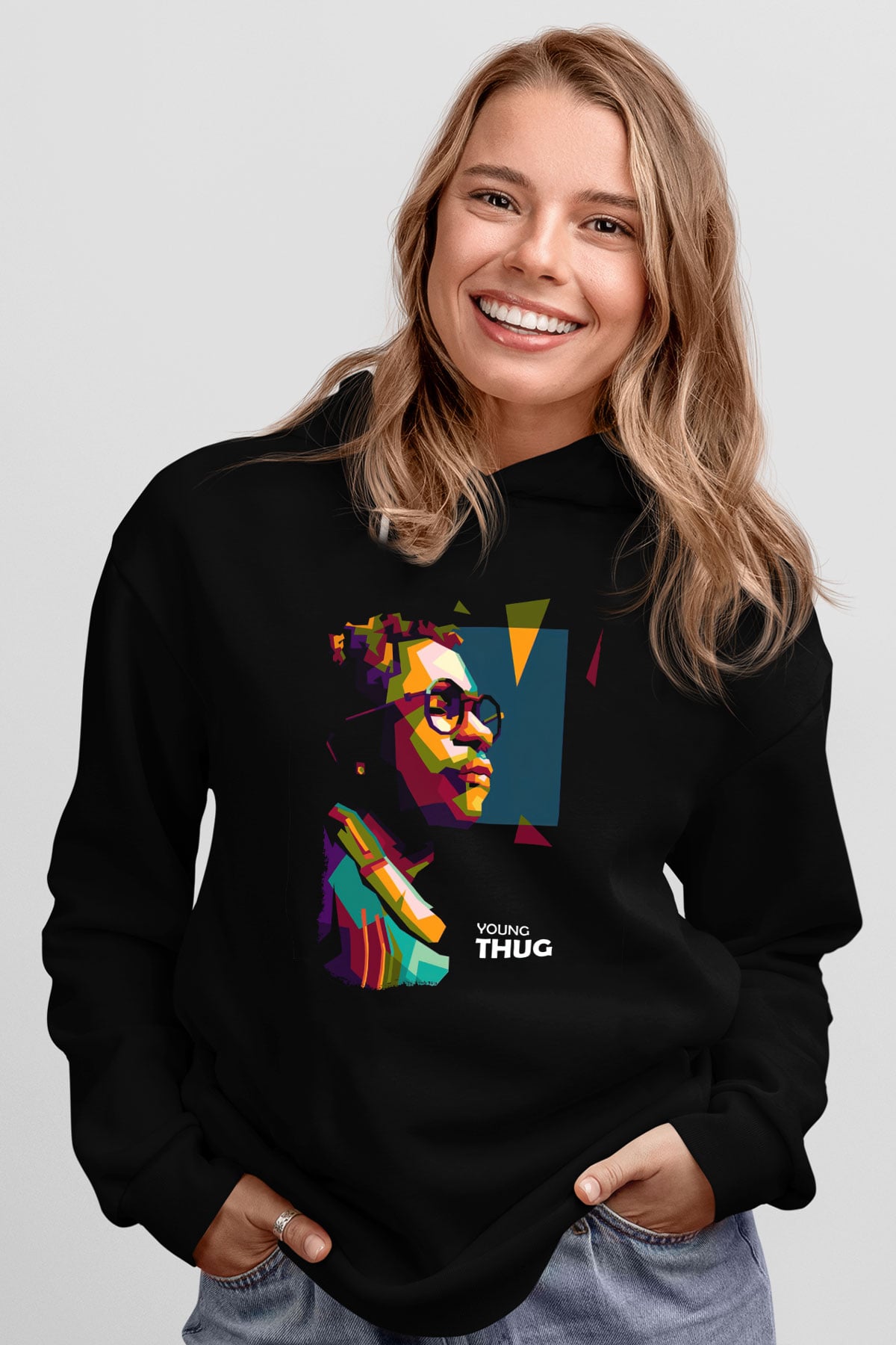 Young Thug Siyah Unisex Kapüşonlu Sweatshirt