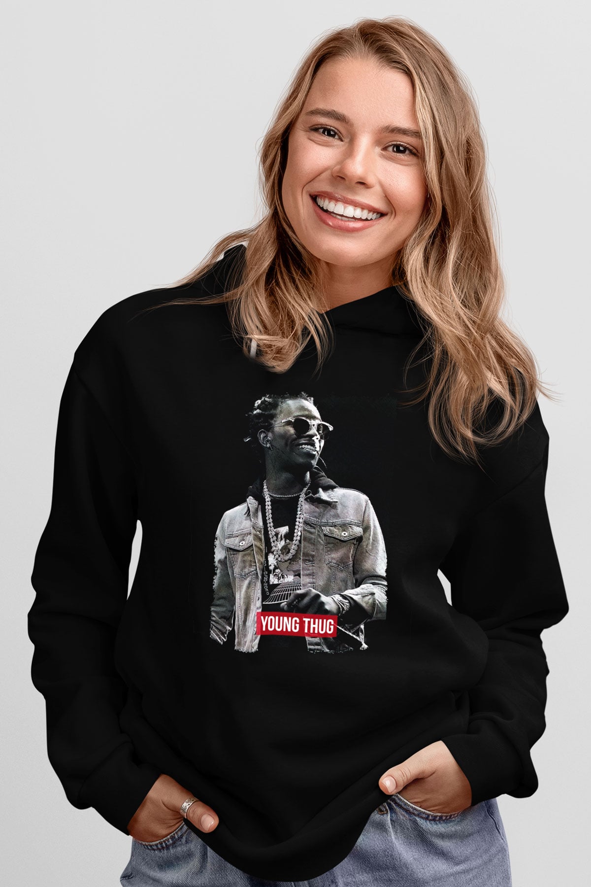 Young Thug Siyah Unisex Kapüşonlu Sweatshirt