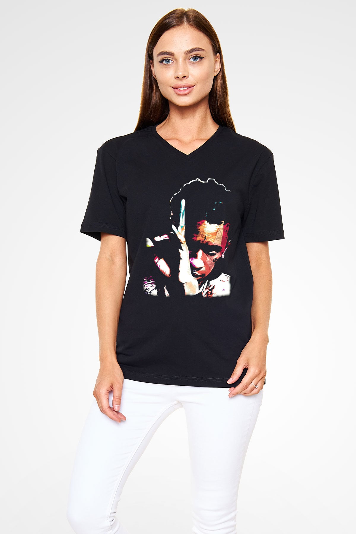 Young Thug Siyah Unisex V Yaka Tişört
