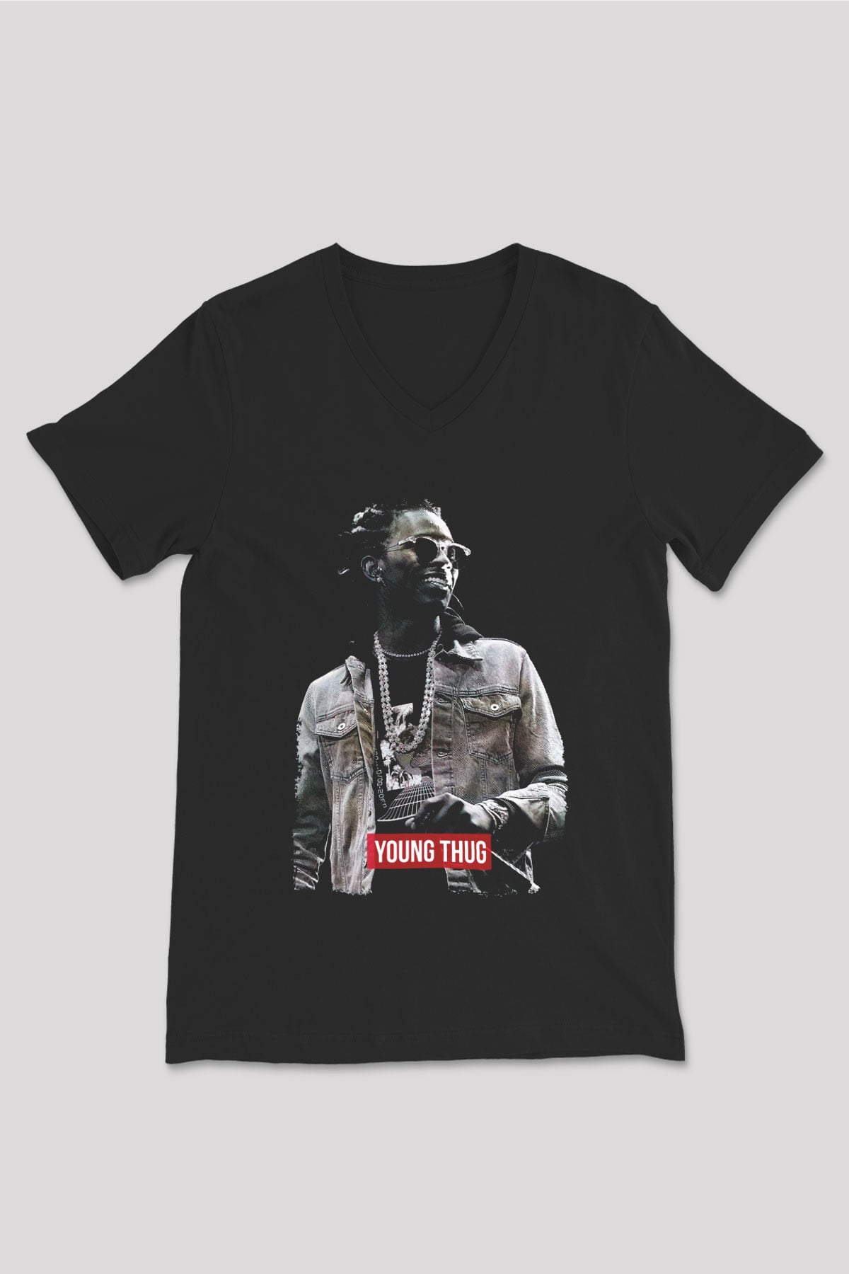 Young Thug Siyah Unisex V Yaka Tişört