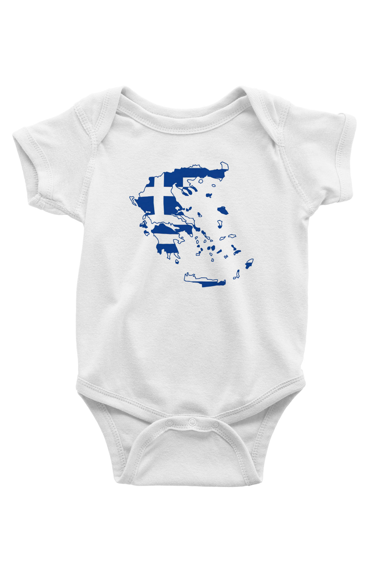 Yunanistan Baskılı Beyaz Unisex Bebek Body - Zıbın