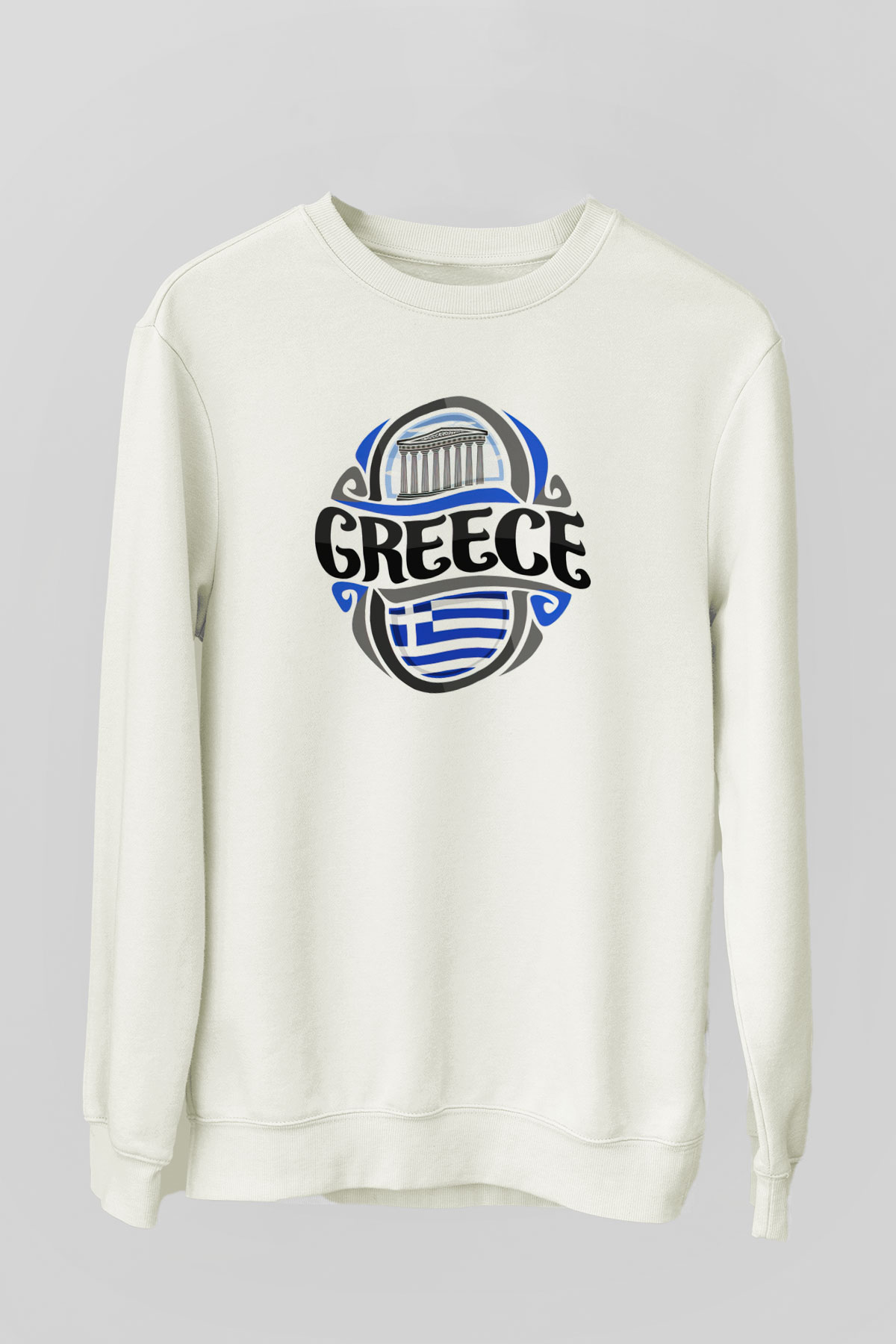 Yunanistan Beyaz Unisex Sweatshirt