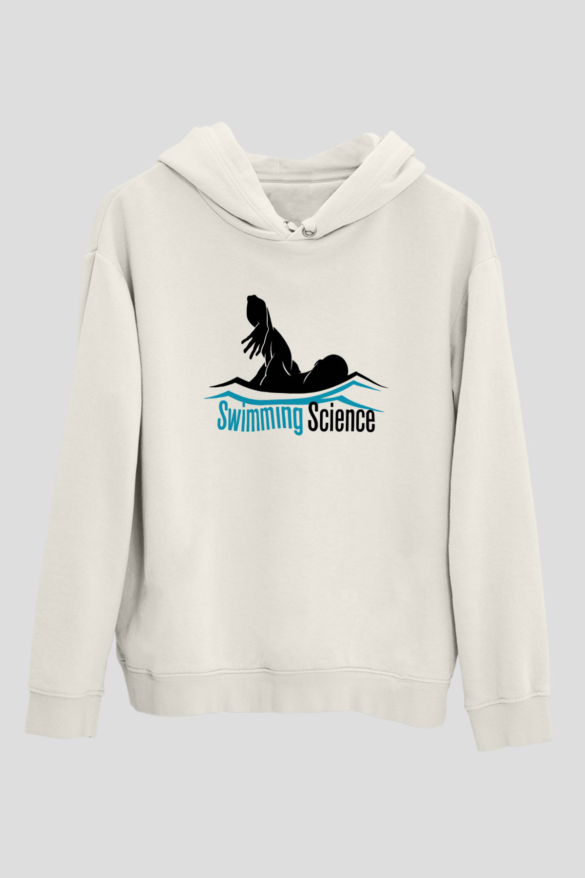 Yüzme Beyaz Unisex Hoodie