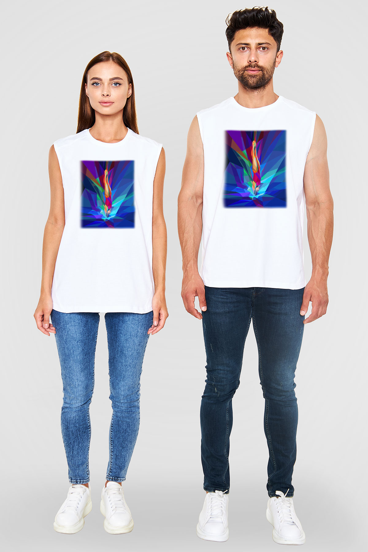 Yüzme Beyaz Unisex Kolsuz Tişört