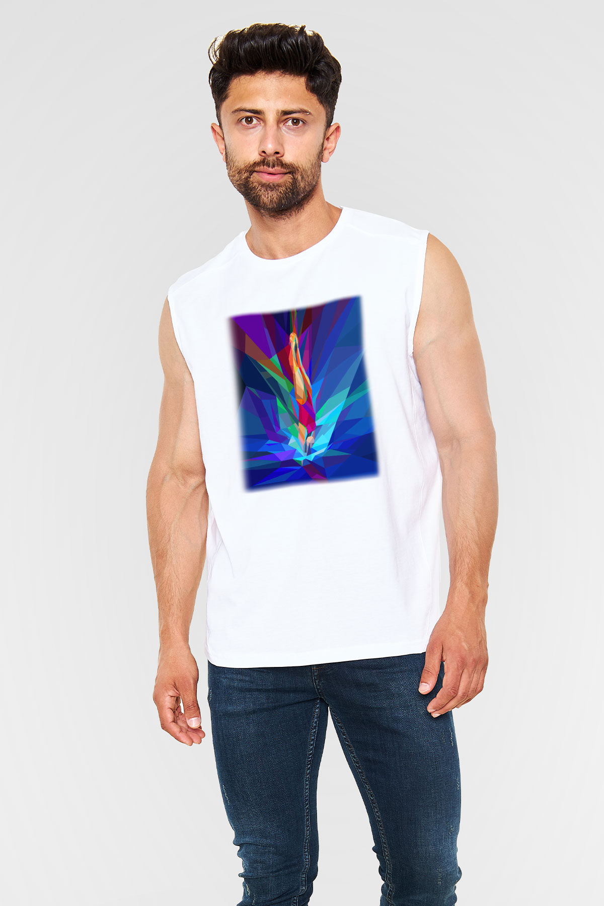 Yüzme Beyaz Unisex Kolsuz Tişört