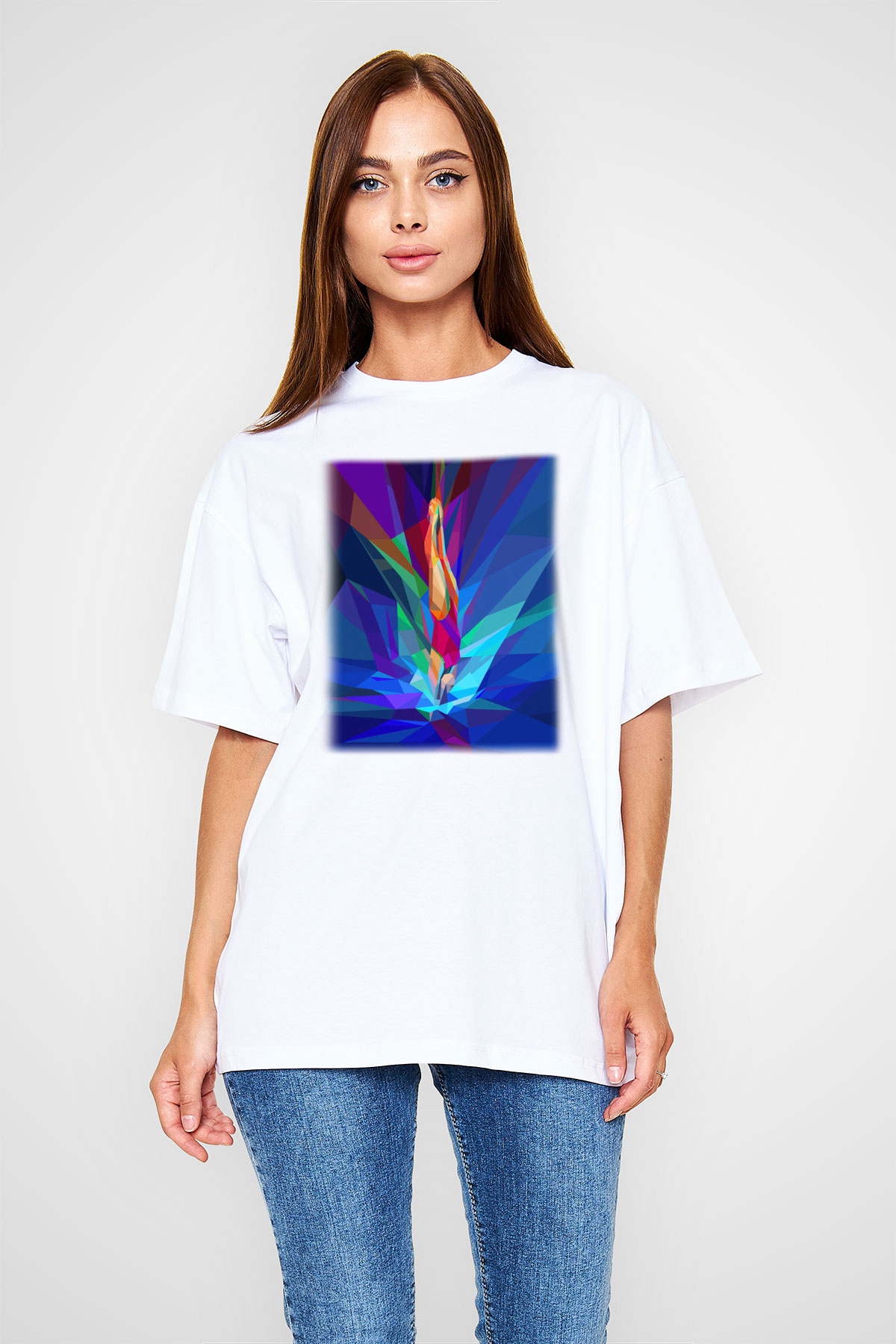 Yüzme Beyaz Unisex Oversize Tişört T-Shirt