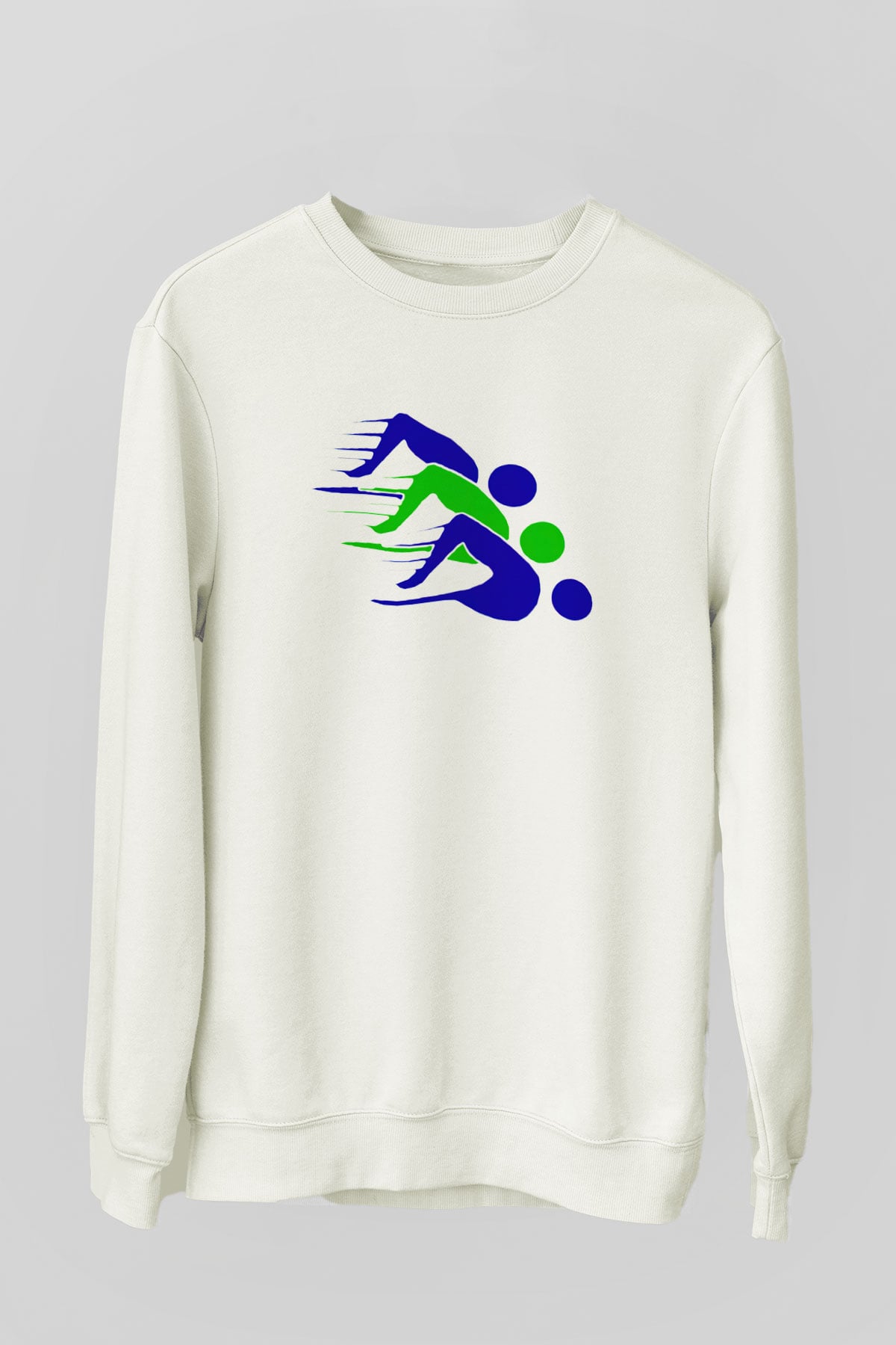 Yüzme Beyaz Unisex Sweatshirt