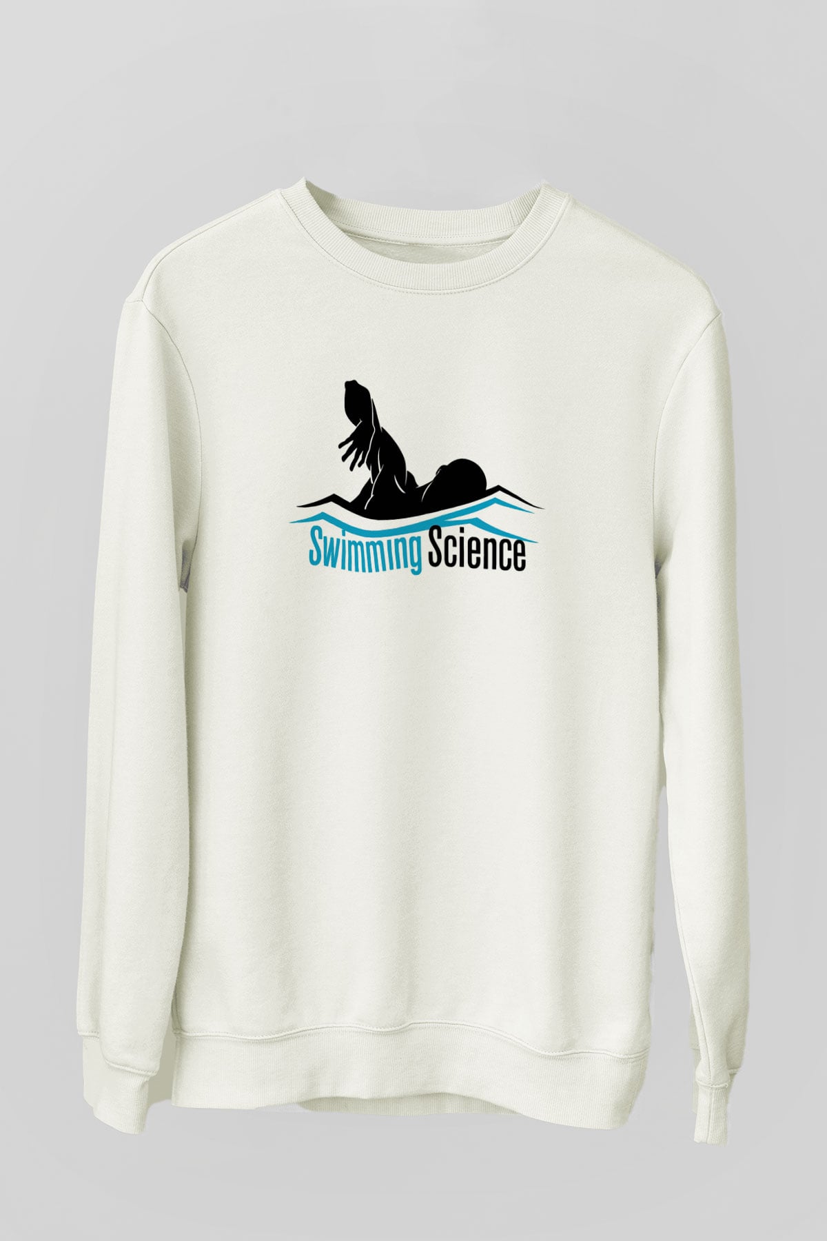 Yüzme Beyaz Unisex Sweatshirt