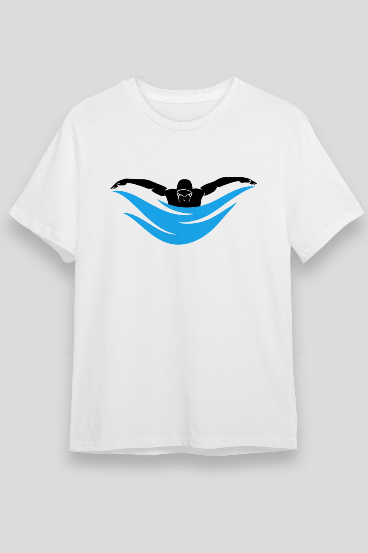Yüzme Beyaz Unisex Tişört T-Shirt - TişörtFabrikası