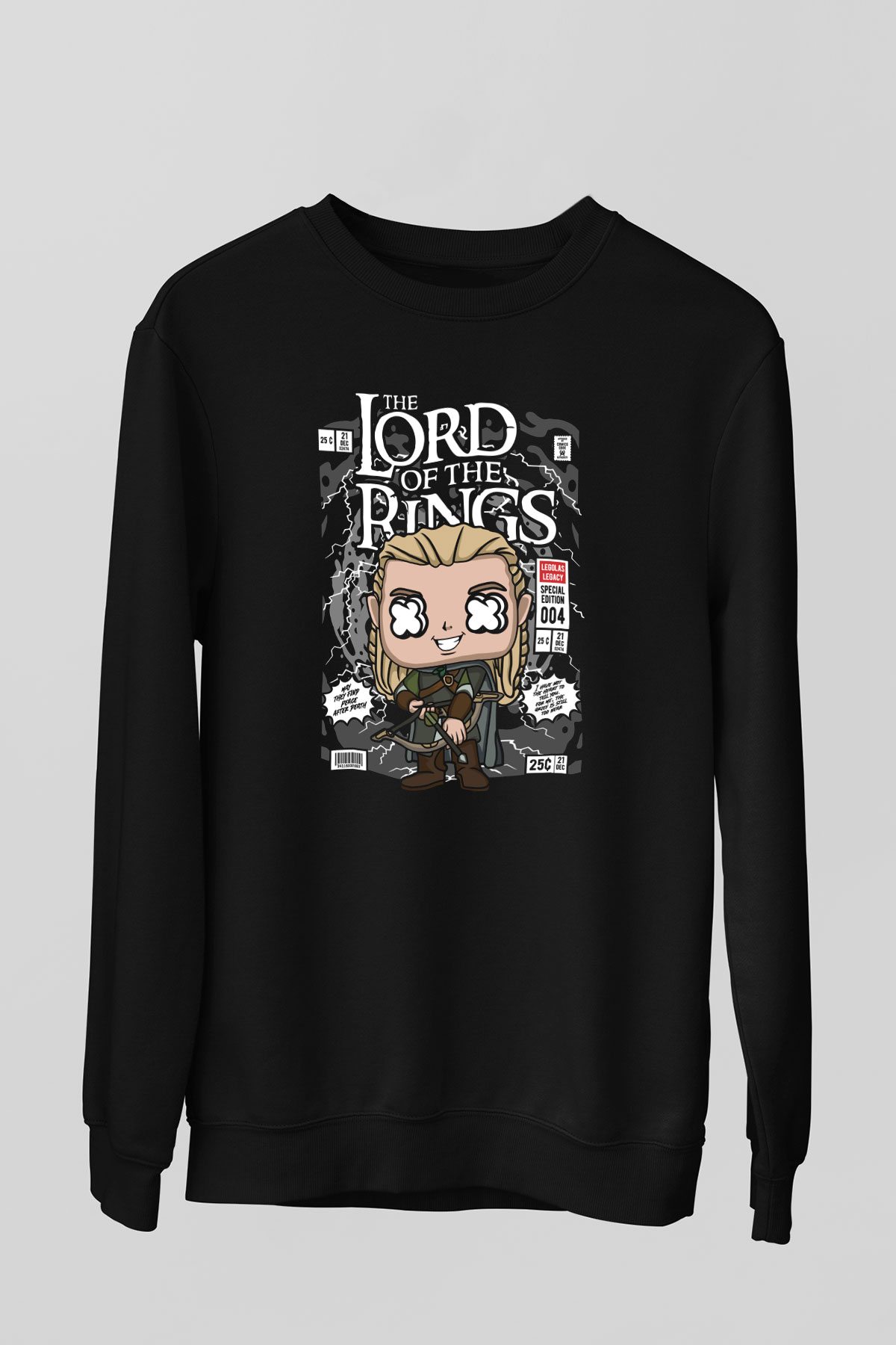 Yüzüklerin Efendisi Baskılı Unisex Siyah Sweatshirt