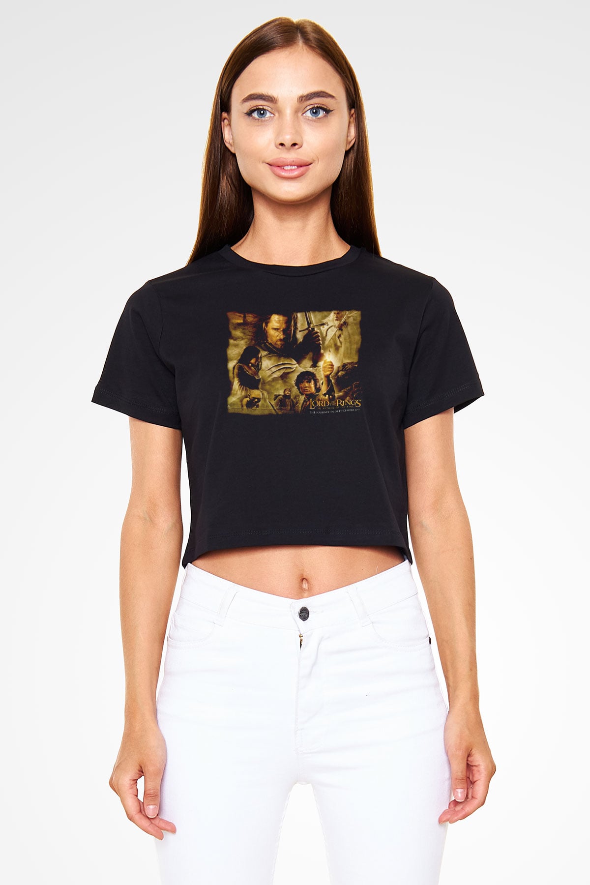 Yüzüklerin Efendisi Siyah   Crop Top Tişört