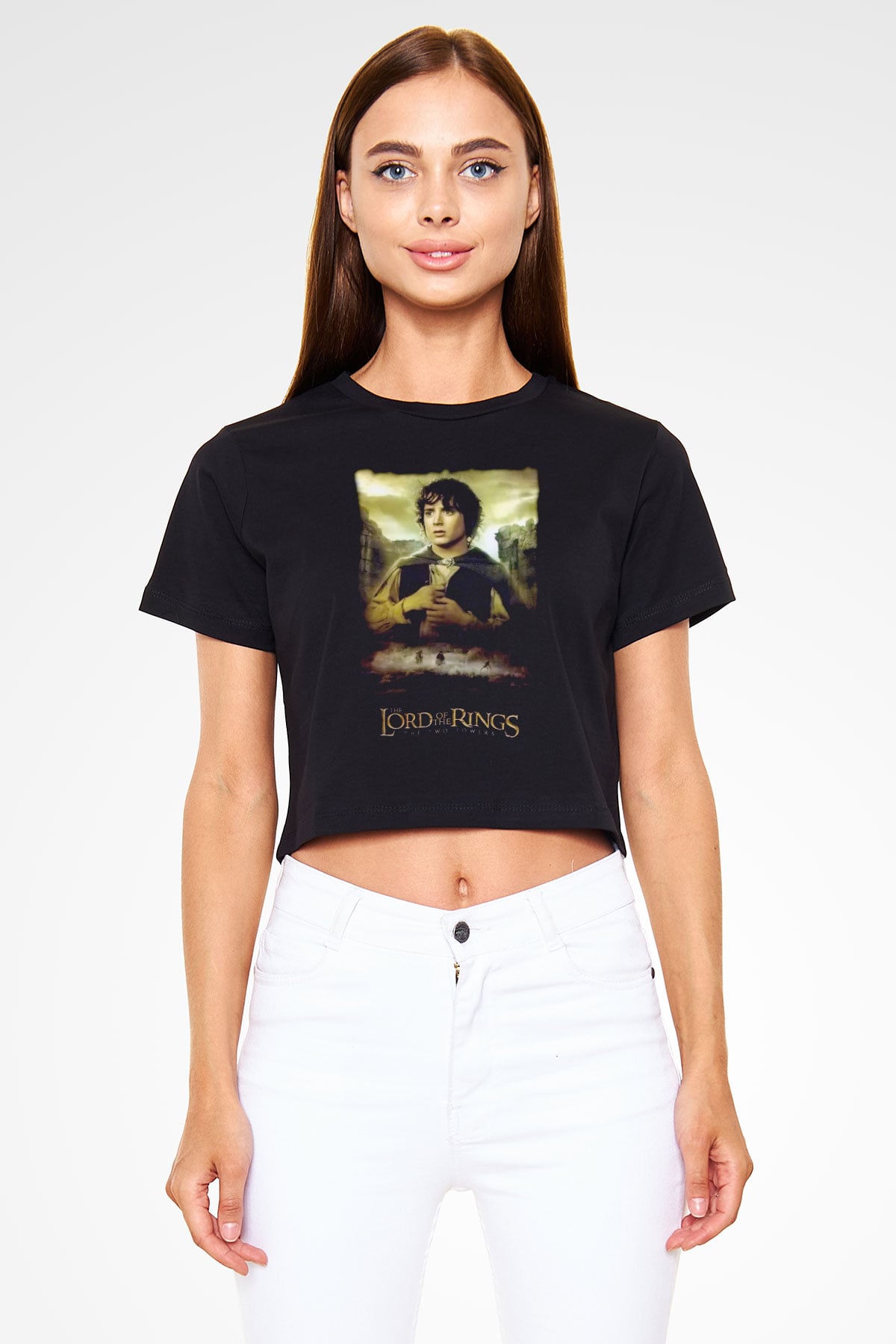 Yüzüklerin Efendisi Siyah   Crop Top Tişört
