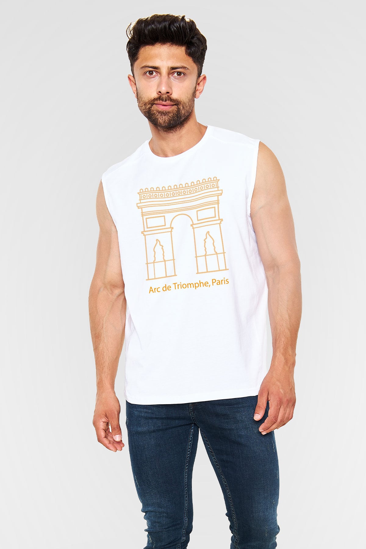 Zafer Takı Beyaz Unisex Kolsuz Tişört