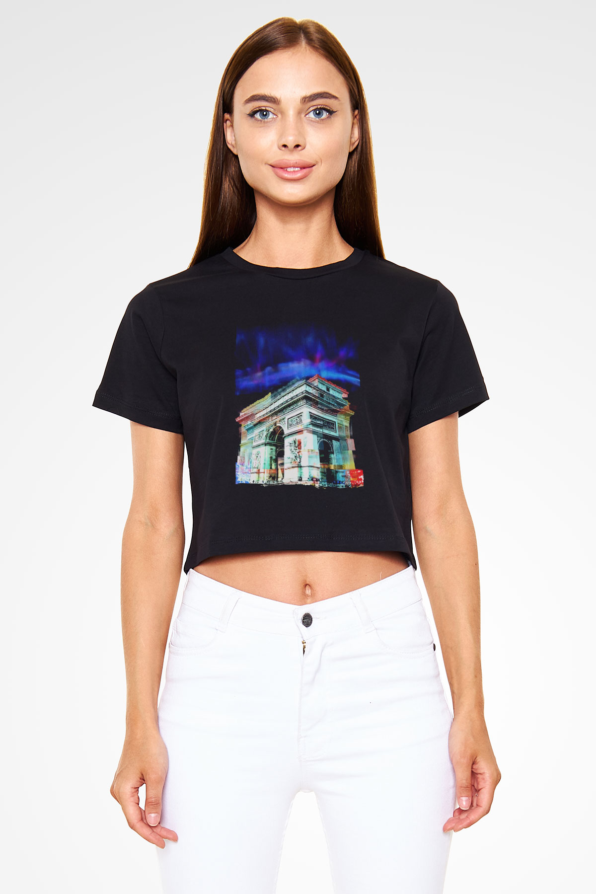 Zafer Takı Siyah  Crop Top Tişört