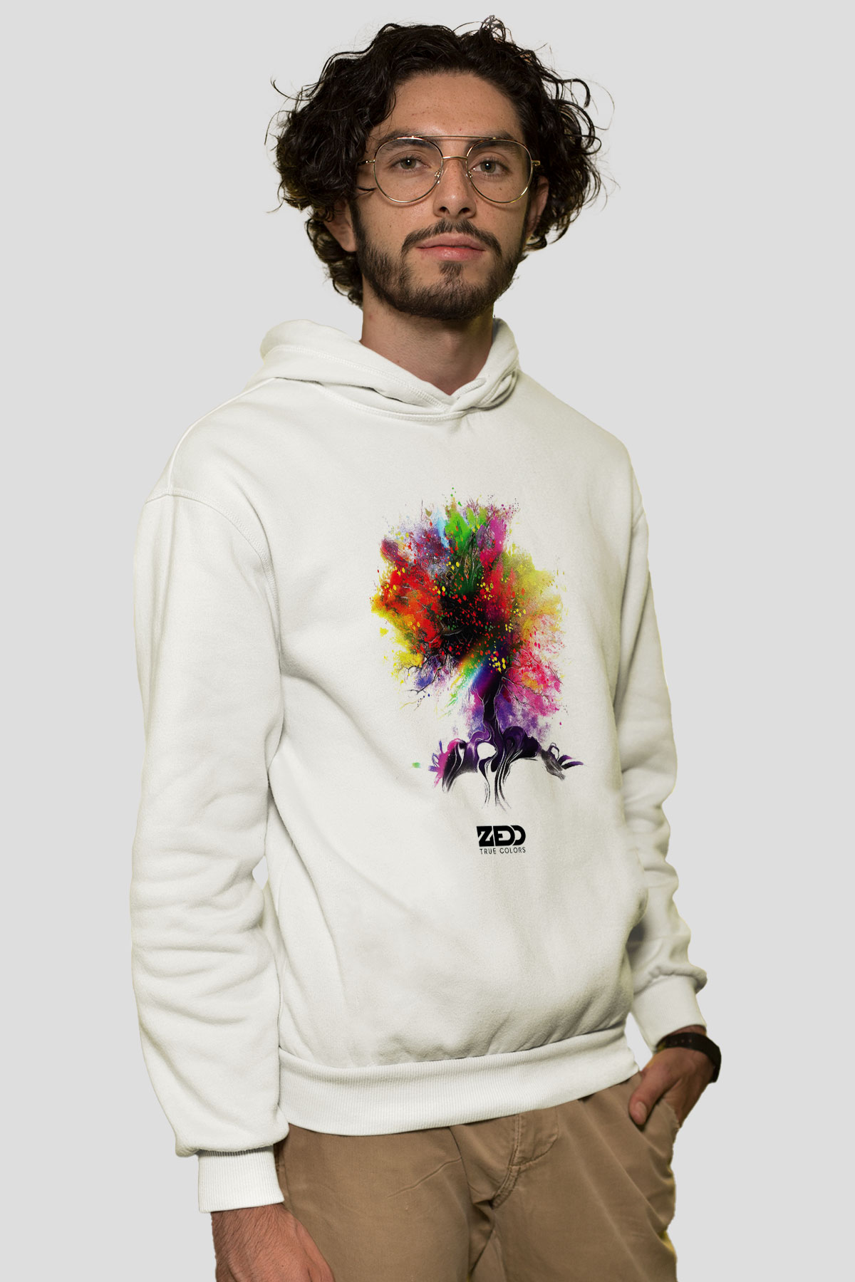 Zedd Beyaz Unisex Kapşonlu Sweatshirt