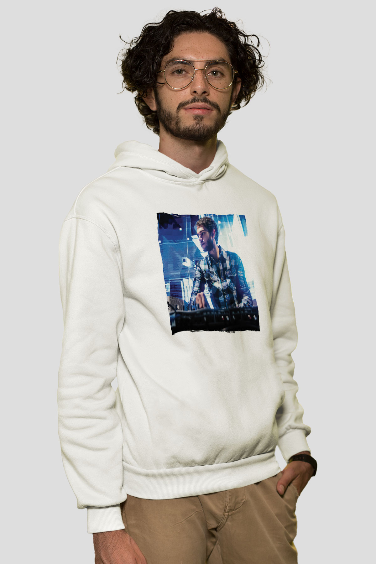 Zedd Beyaz Unisex Kapüşonlu Sweatshirt